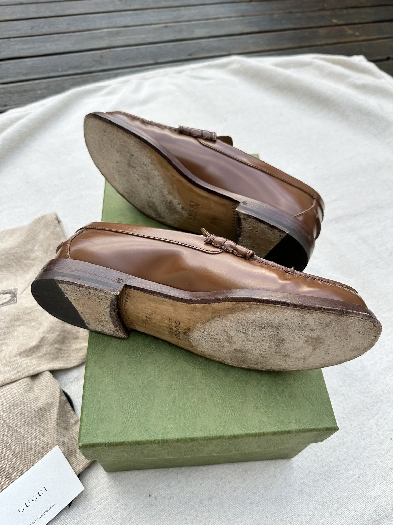 Gucci Gucci Moccasins Brown Leather Interlocking G Logo Shoes Size US 8 / EU 41 - 9 Thumbnail