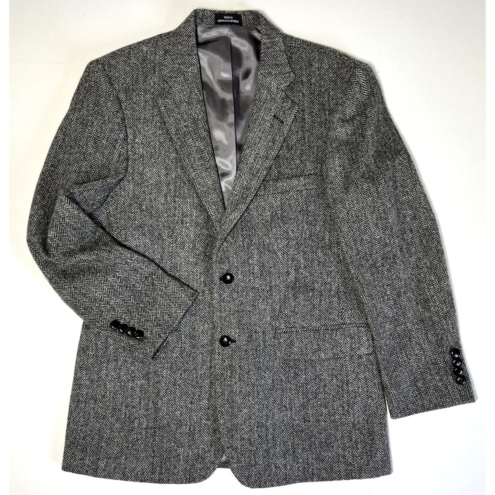 Harris Tweed VINTAGE Harris Tweed Blazer Jacket Mens 40R Gray Wool Tweed Herringbone Regular Classic PF Pockets Size 40R - 3 Thumbnail