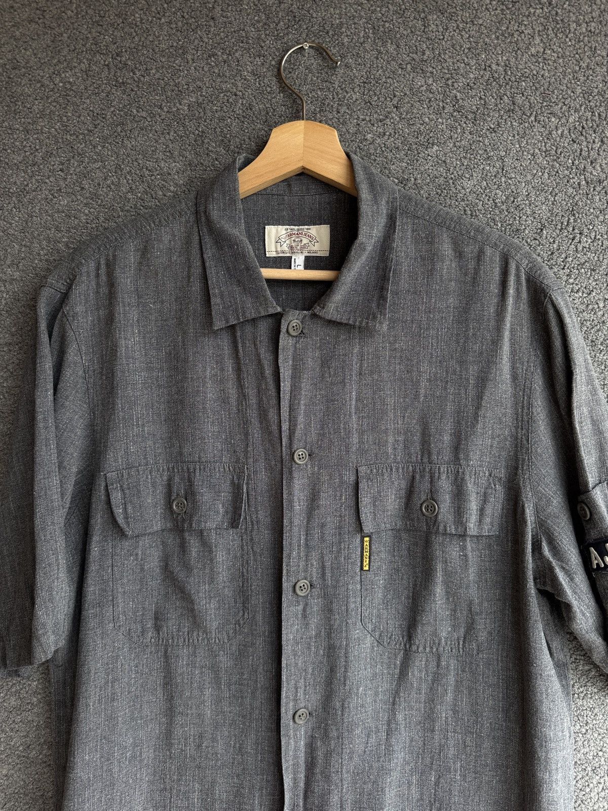 Armani Armani Jeans Linen Shirt Size US L / EU 52-54 / 3 - 2 Thumbnail