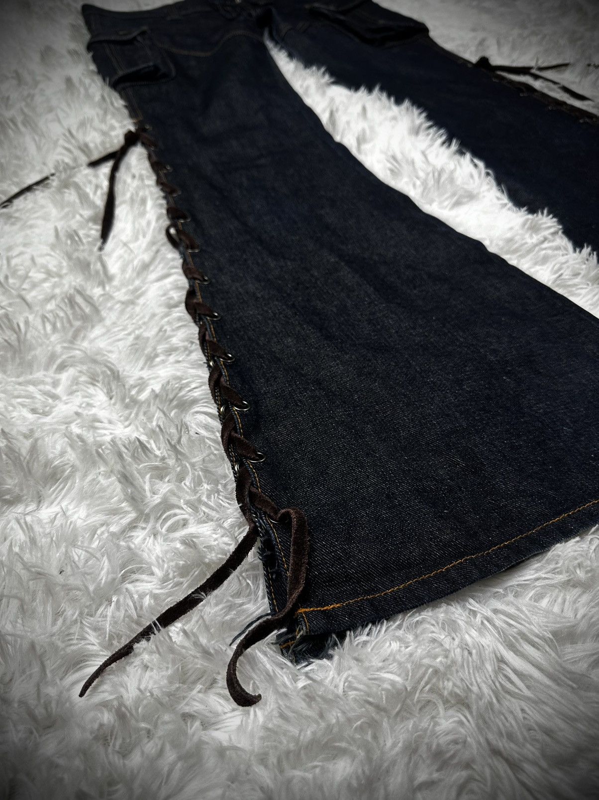 Tornado Mart rare 2000s japanese brand dee dee flared bell botom lace up Size US 29 - 2 Thumbnail