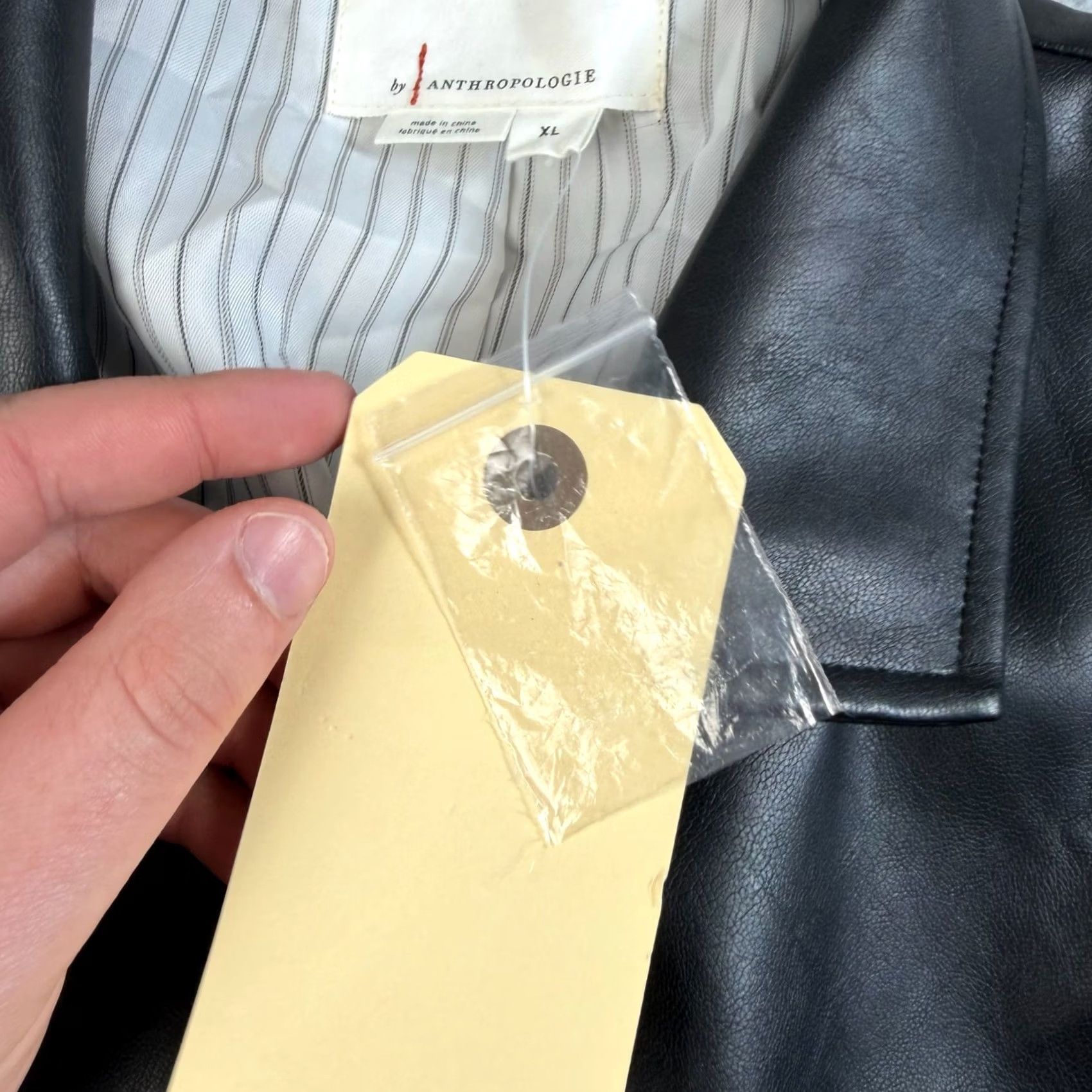 Anthropologie VINTAGE Anthropologie Blazer Women XL Black Faux Leather Double Breast Gold Button Prep Size XL / US 12-14 / IT 48-50 - 5 Thumbnail