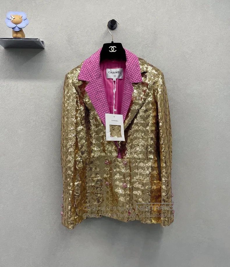 Chanel Chanel Gold sequin jacket Size XXS / US 00 / IT 34 - 1 Thumbnail