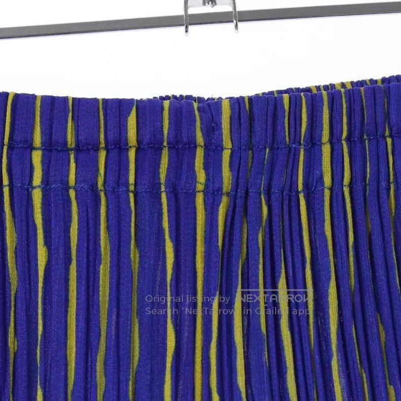Other Issey Miyake Blue and Yellow Contrast Striped Pleated Pant Size 26" / US 2 / IT 38 - 3 Thumbnail