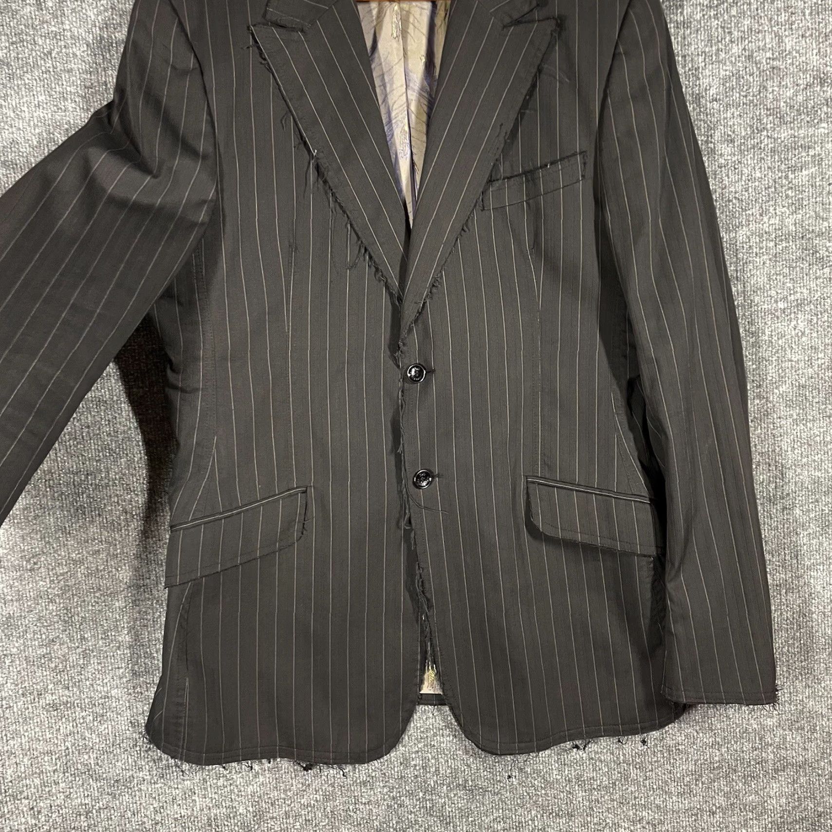 Dolce & Gabbana Dolce&Gabbana Blazer Jacket Mens Size 40 Striped Black Two-Button Single-Breasted 2 Piece Classic Designer Special Occasion Mantel Jacket Mens Size 40R - 4 Thumbnail