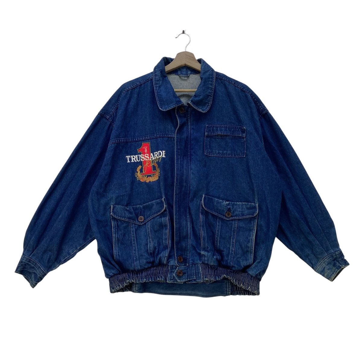 Trussardi Vintage Trussardi Oversize Loose Bomber Style Denim Jacket Size US S / EU 44-46 / 1 - 2 Thumbnail