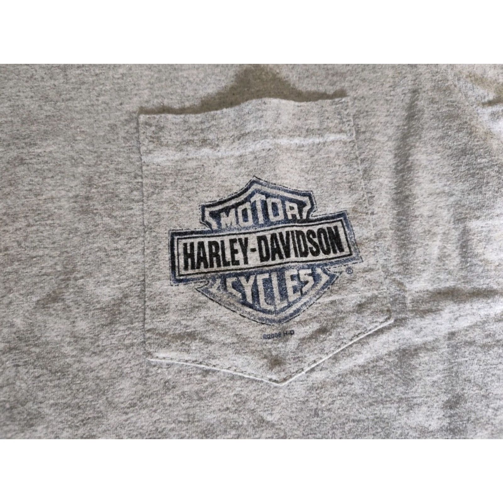 Harley Davidson Harley-Davidson Gray Pocket Tee Shirt Double-Sided USA Made Appleton, WI Size L Size US L / EU 52-54 / 3 - 3 Thumbnail