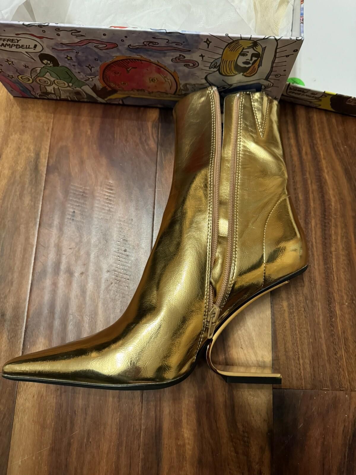 Jeffrey Campbell Jeffrey Campbell Golden Geometric Heel Pointed Boots Sz9/8 Size US 9 / IT 39 - 7 Thumbnail
