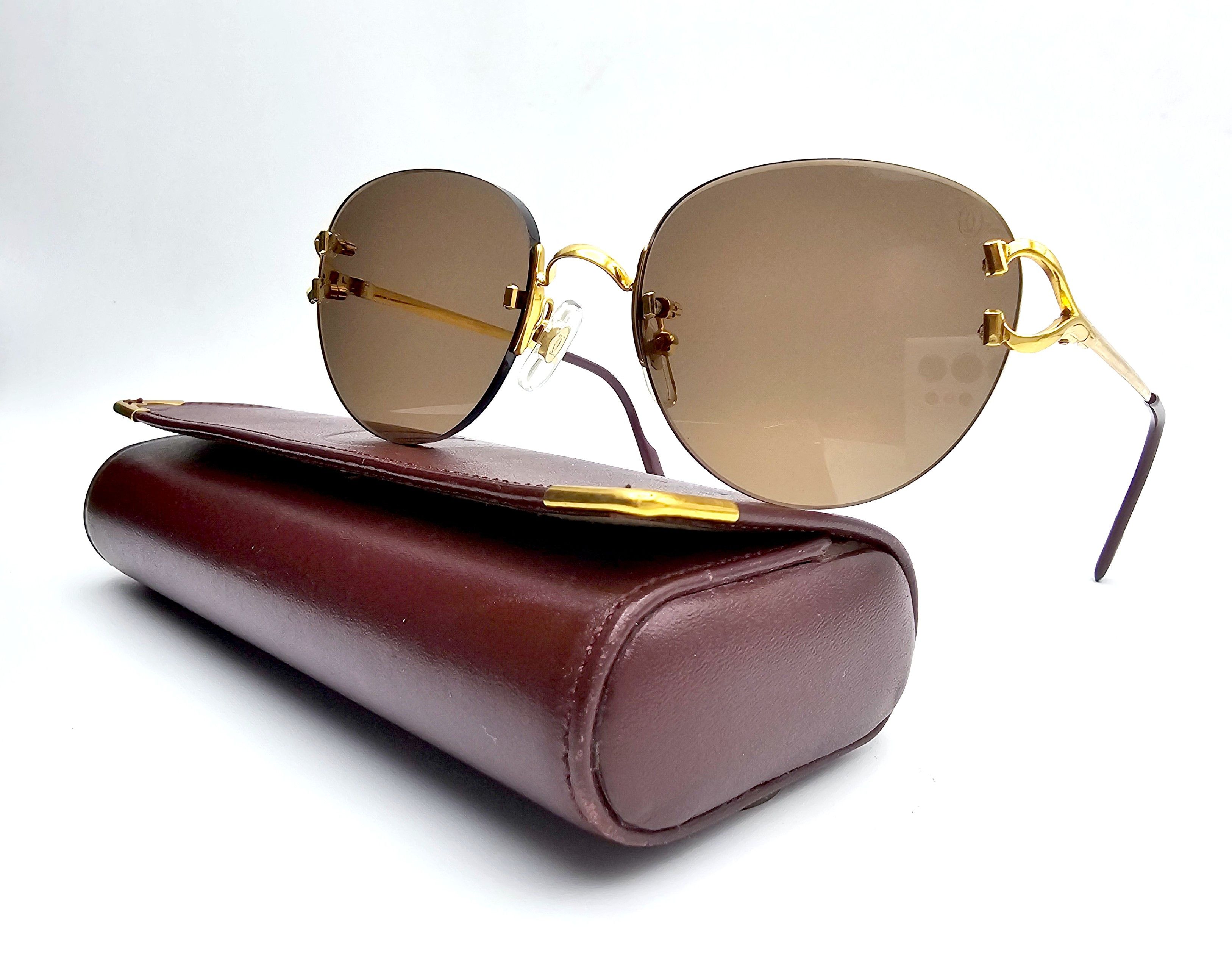 image of Authentic Cartier C-Decor Gold/brown Sunglasses, Men's