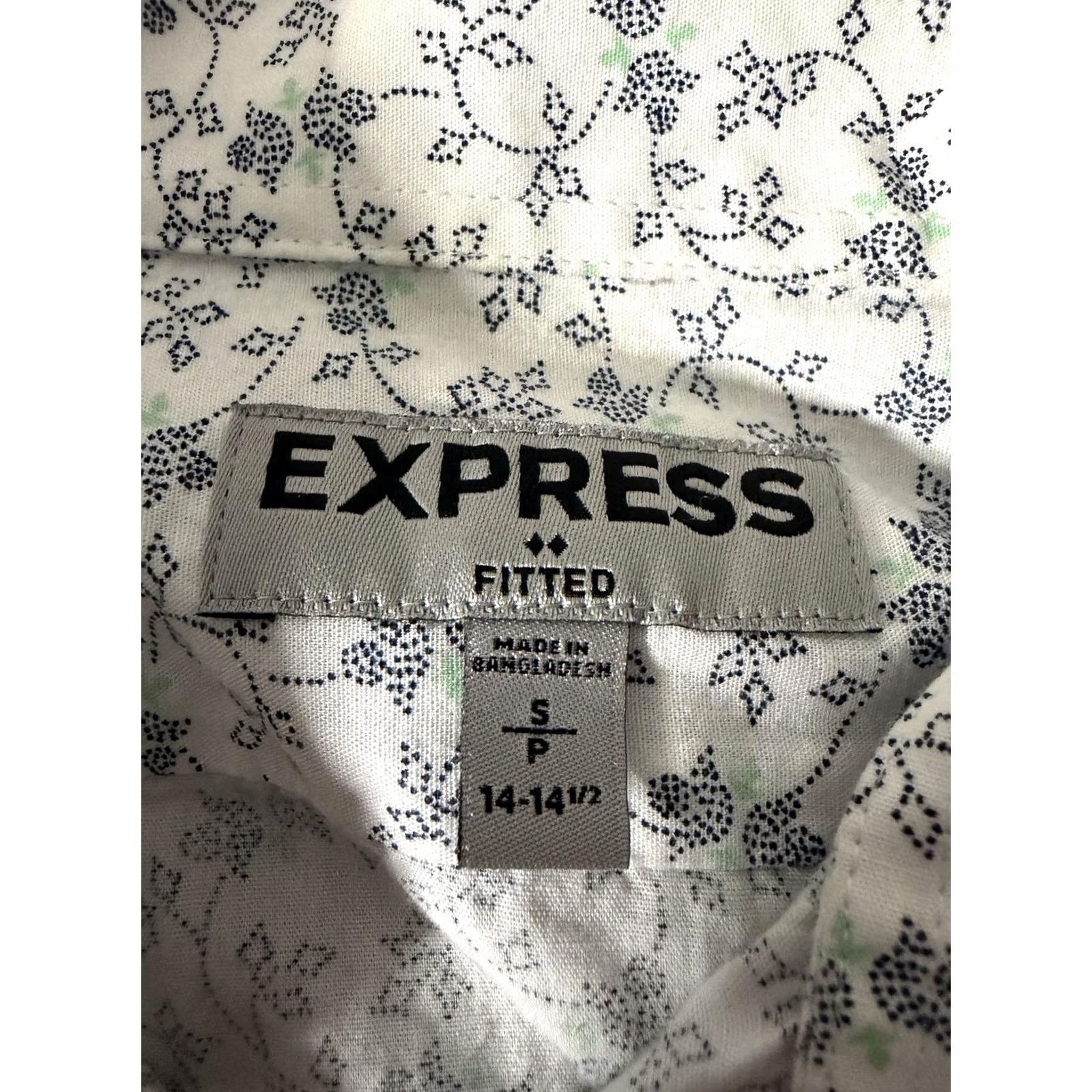 Express Express Shirt Mens Small White Floral Fitted Button Up Casual Long Sleeve Cotton Size US S / EU 44-46 / 1 - 3 Thumbnail
