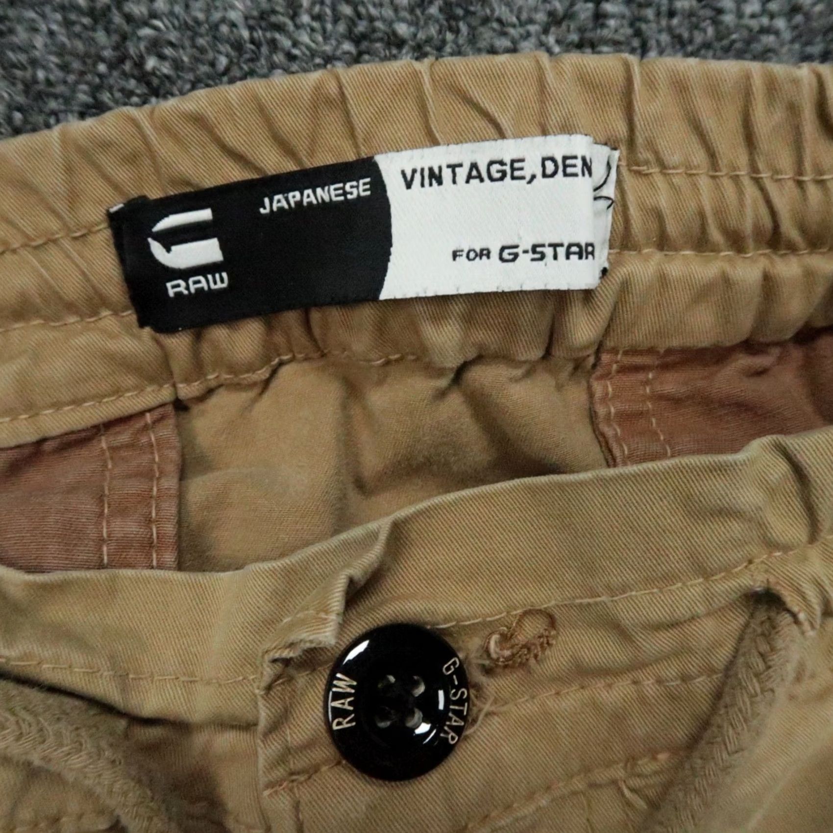 G-Star G-Star RAW Pants Mens Medium Beige Cargo Trouser Drawstring Front Flat Front Cotton Regular Inseam 29in Pockets Size US 31 - 3 Thumbnail
