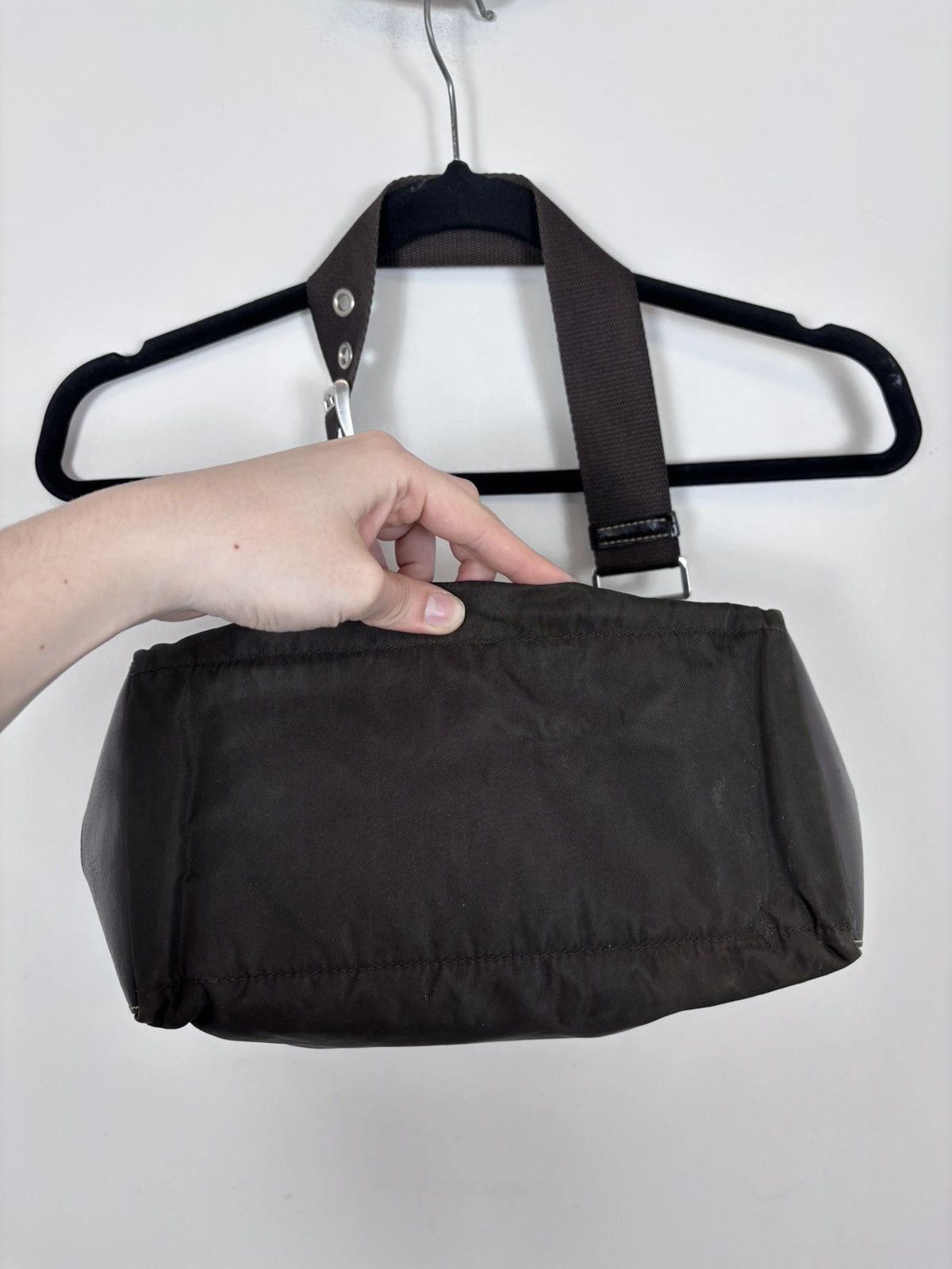Prada Prada Khaki Tessuto Triangle Logo Nylon/Leather Shoulder Bag Size ONE SIZE - 11 Thumbnail