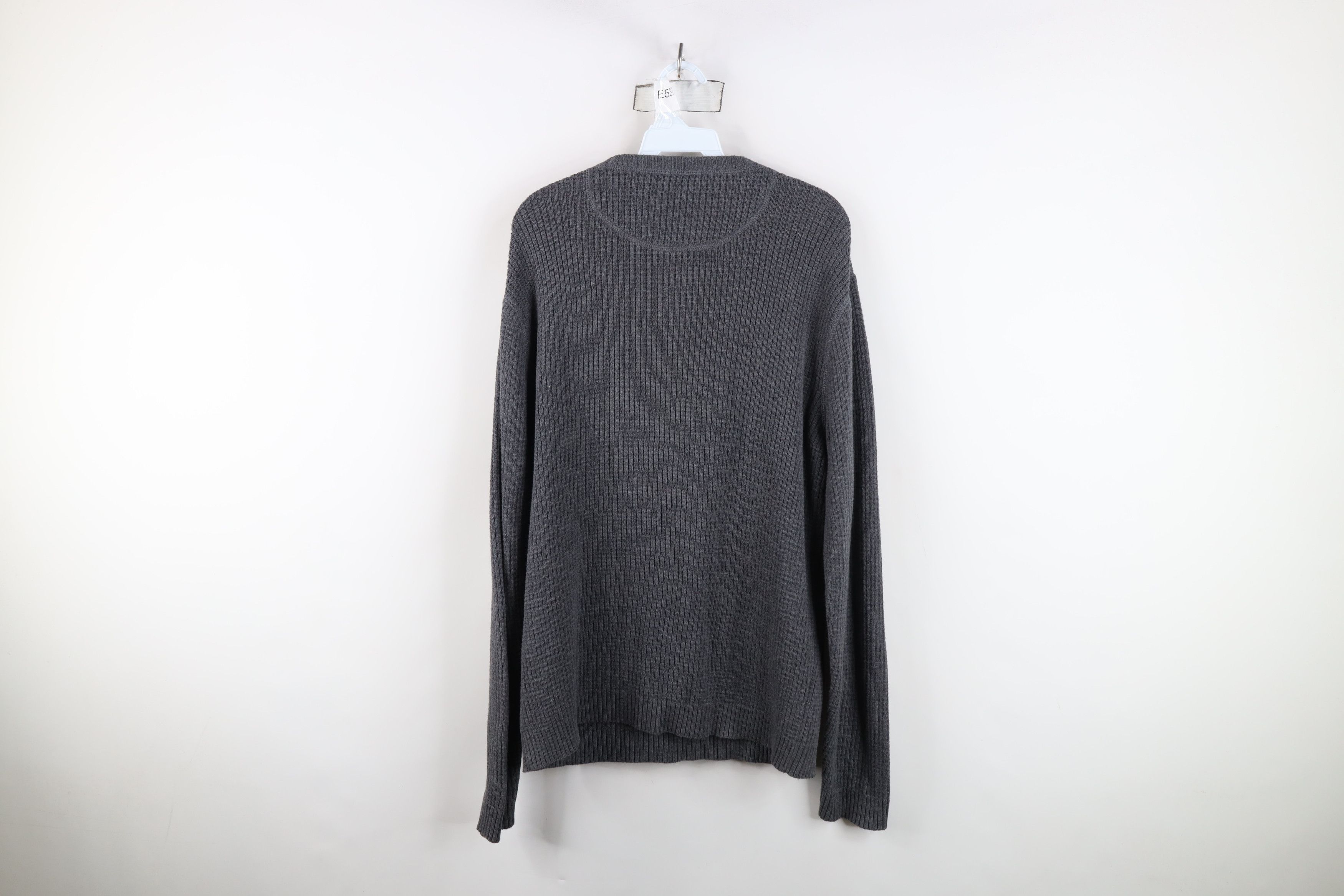Vintage Vintage 90s Streetwear Waffle Knit Henley Sweater Gray Size US L / EU 52-54 / 3 - 11 Thumbnail