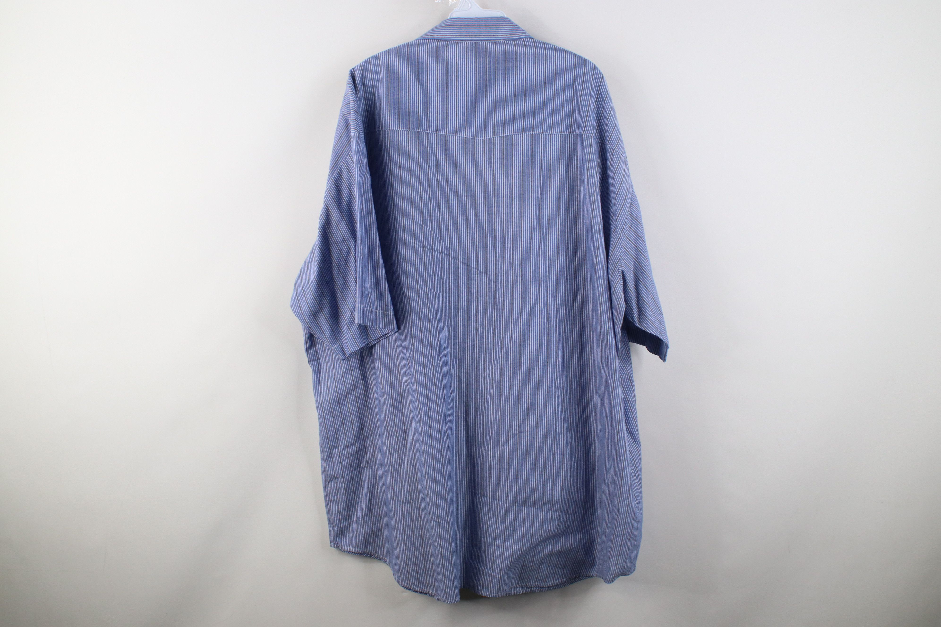 Vintage Vintage 90s Streetwear Striped Pearl Snap Button Shirt Blue Size US XXL / EU 58 / 5 - 9 Thumbnail