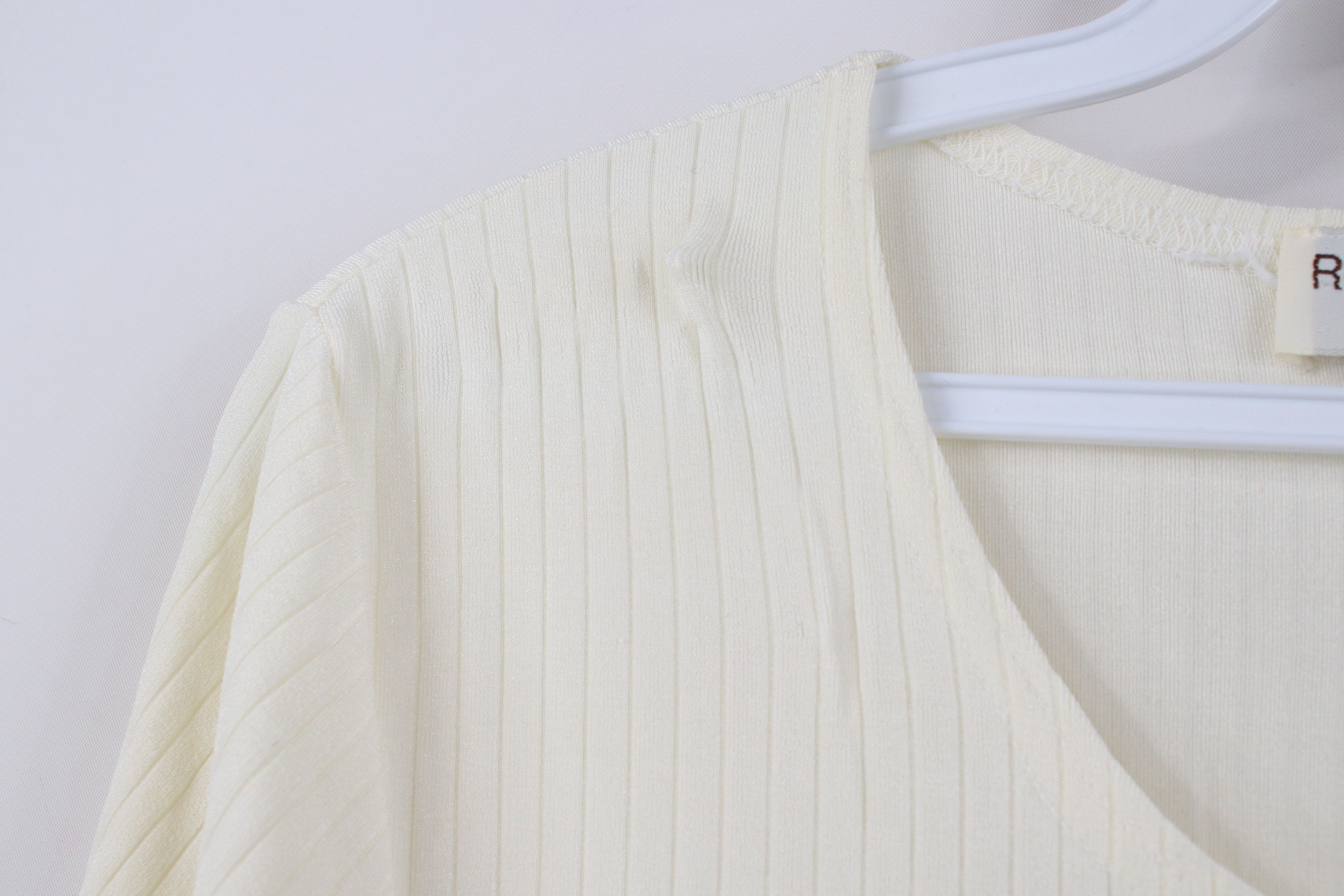 Vintage Vintage 90s Y2K Babydoll Stretch Knit T-Shirt Cream USA Size XL / US 12-14 / IT 48-50 - 4 Thumbnail