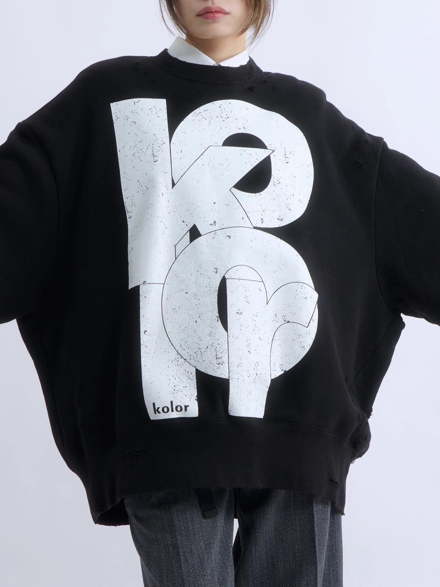 Kolor KOLOR 22AW distressed print vintage sweatshirt Size S / US 4 / IT 40 - 5 Thumbnail