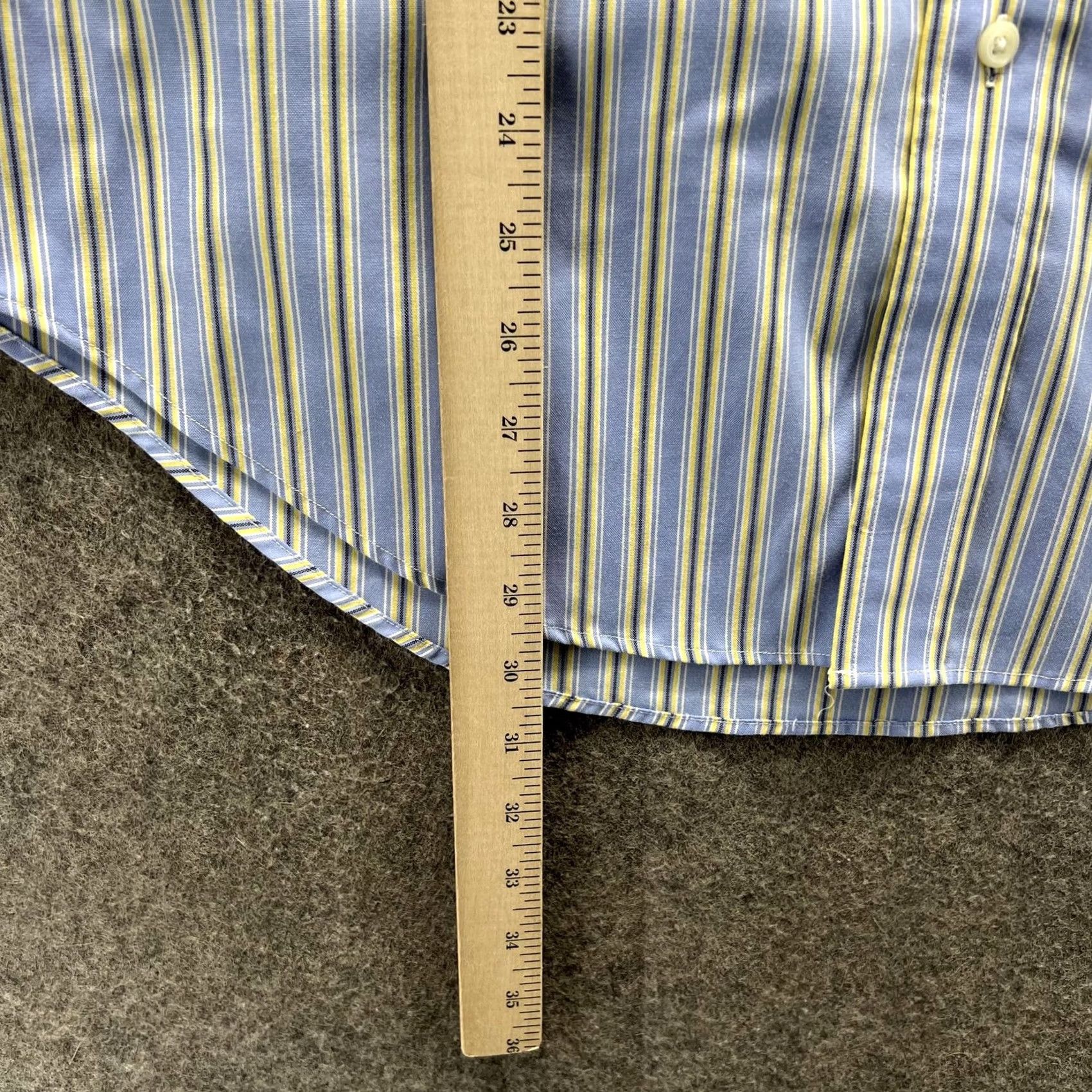 Ralph Lauren Lauren Ralph Lauren Dress Shirt Mens 16 32/33 Blue Stripe Non-Iron Cotton Shirt Men Long Sleeve Button-Down Collar Size 42R - 6 Thumbnail
