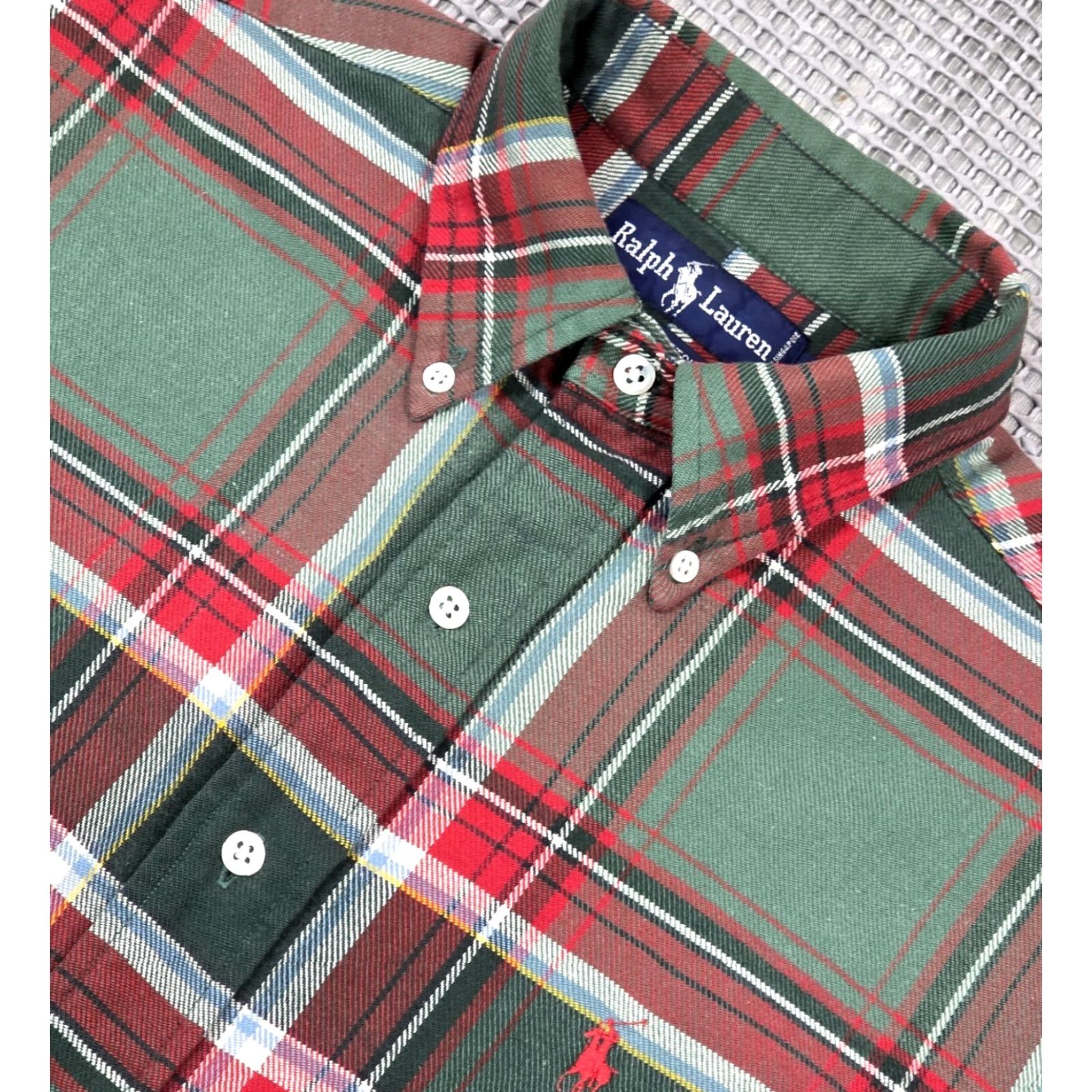 Polo Ralph Lauren VINTAGE Polo Ralph Lauren Shirt Mens M Green Plaid Brushed Cotton Flannel 90s Rare Button-Up Size US M / EU 48-50 / 2 - 5 Thumbnail