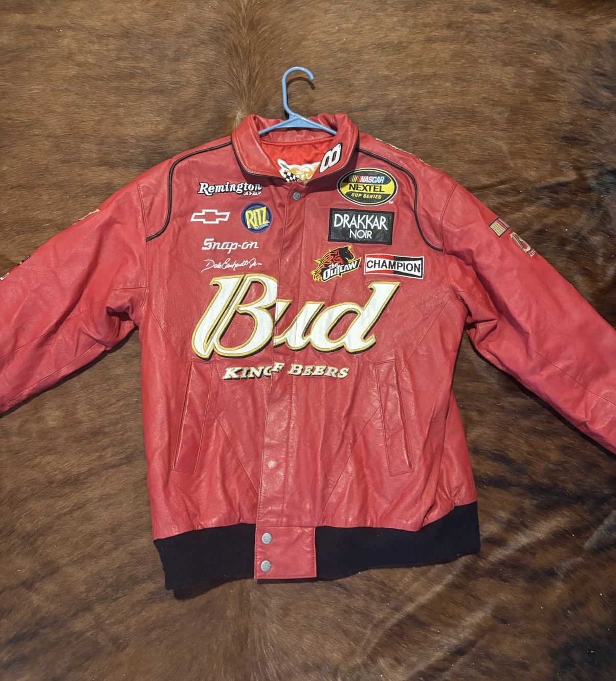 Budweiser Vintage Budweiser Red Leather Racing Jacket Size US L / EU 52-54 / 3 - 1 Thumbnail