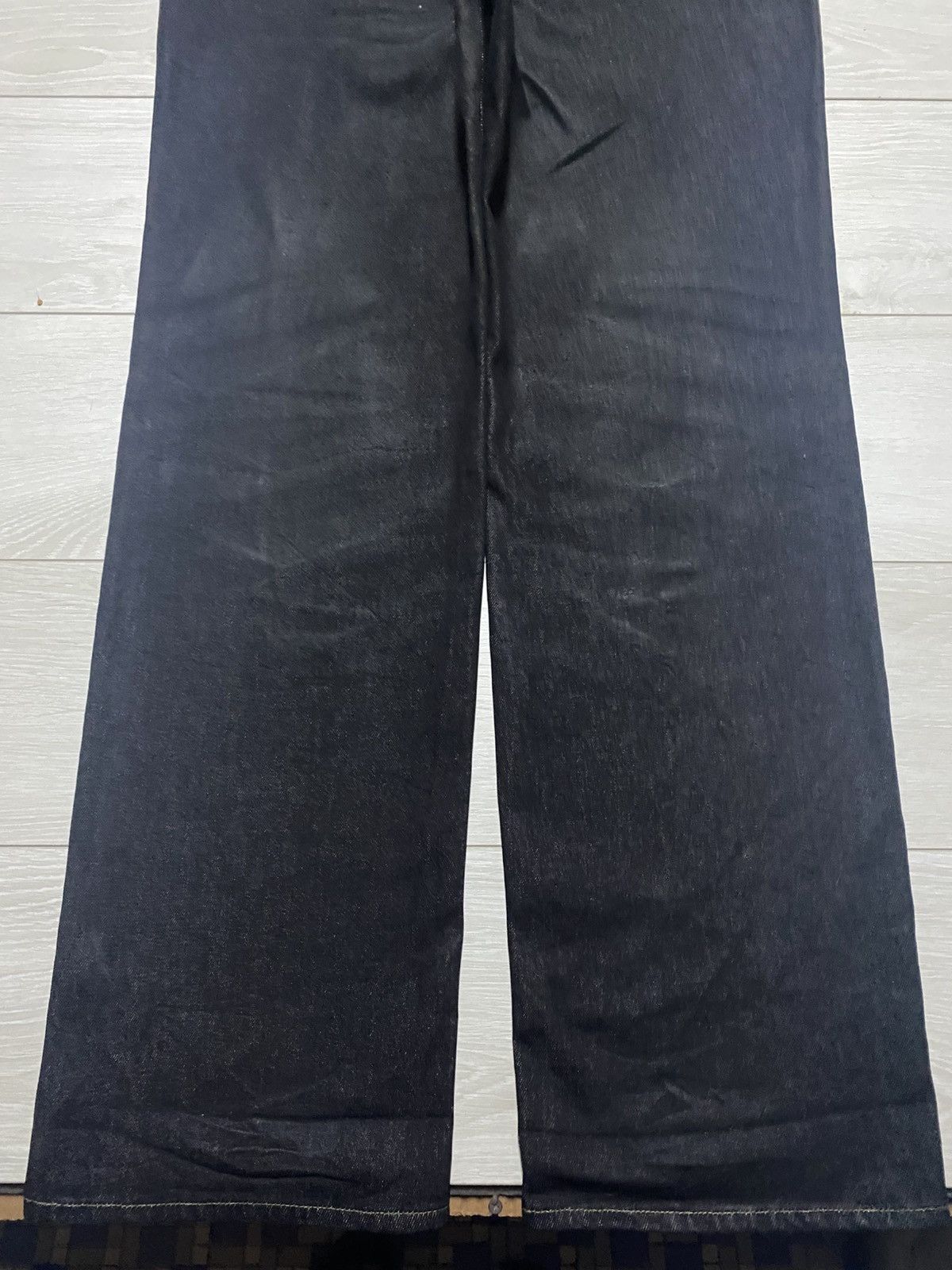 Big John Vintage Big John Black Denim Distressed Repair Baggy Jeans Size US 41 - 6 Thumbnail