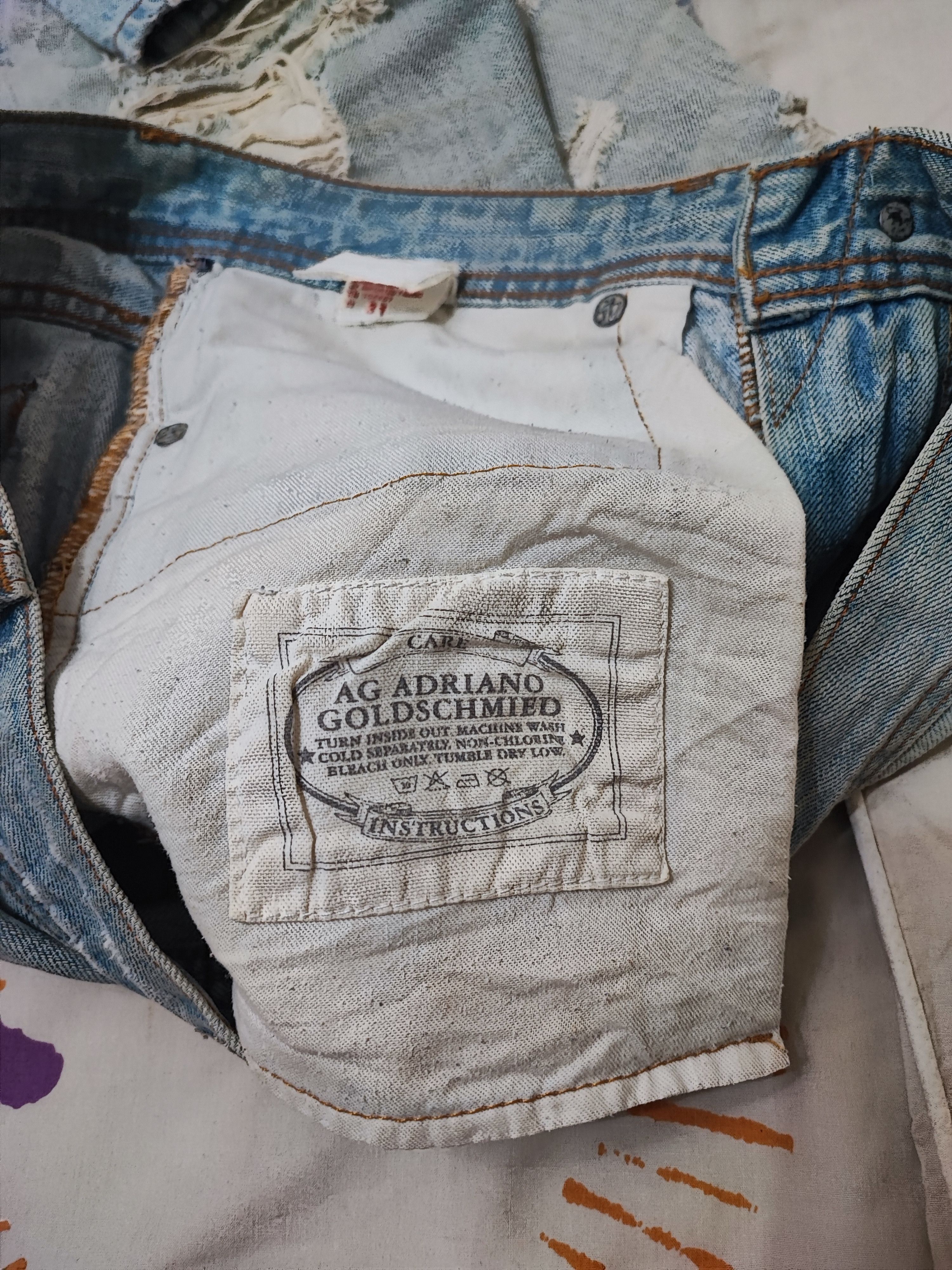 AG Adriano Goldschmied AG Adriano Goldschmied Distressed Faded Blue Jeans Size US 33 - 14 Thumbnail