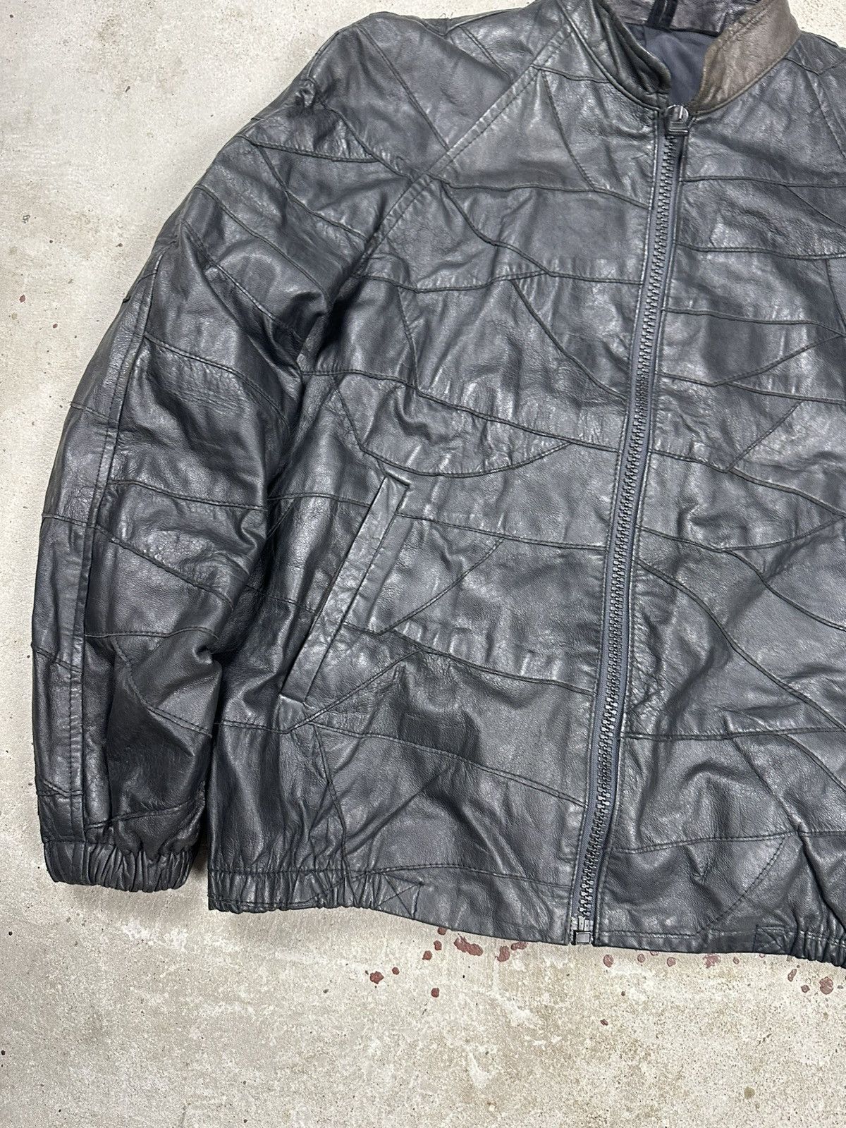 Japanese Brand Vintage Y2K Black Patchwork Leather Bomber Jacket Size US M / EU 48-50 / 2 - 5 Thumbnail