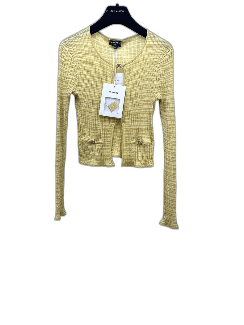 Chanel Chanel Yellow Knit Cardigan with Tag Size US S / EU 44-46 / 1 - 1 Thumbnail