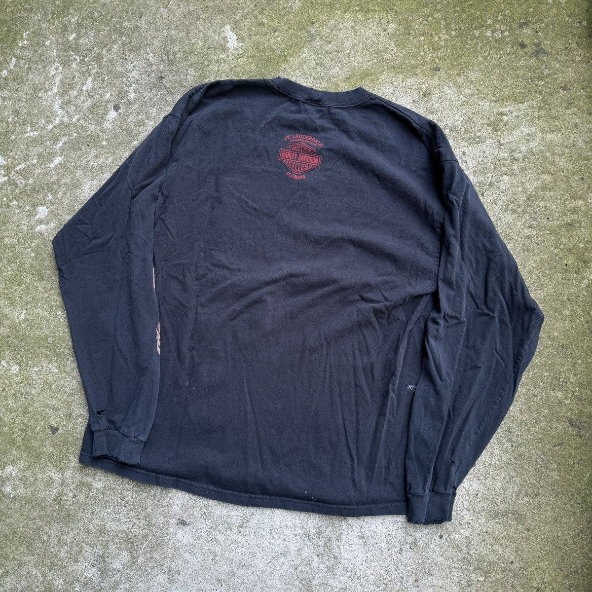 Harley Davidson Thrashed Faded Distressed Flame Longsleeve ERD Grunge Chrome Size US XL / EU 56 / 4 - 14 Thumbnail