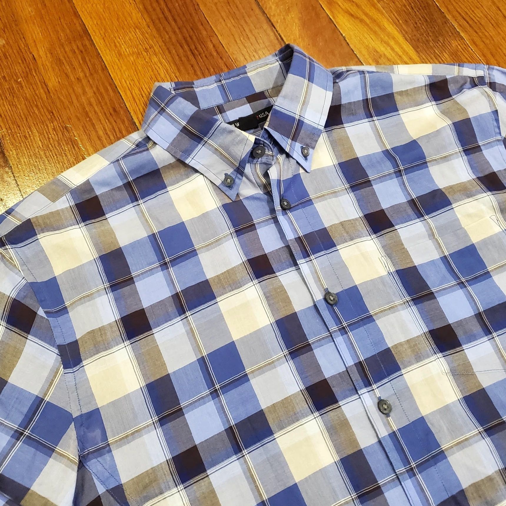 John Varvatos John Varvatos Shirt Mens Medium Blue White Plaid Button Down Long Sleeve Casual Shirt Size US M / EU 48-50 / 2 - 5 Thumbnail