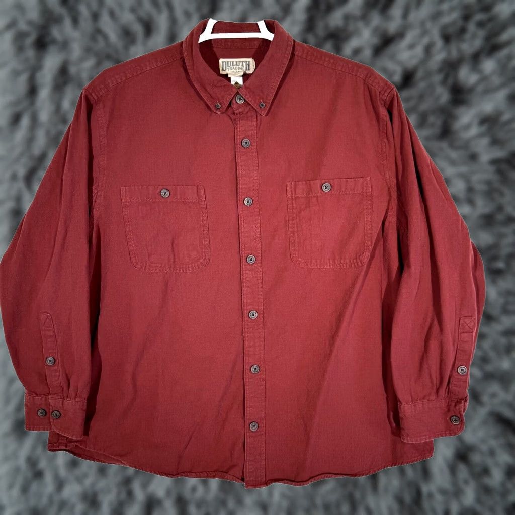 CO Duluth Trading Company Shirt Men 2XL Red 100% Cotton Long Sleeve Workwear Shirt Size US XXL / EU 58 / 5 - 1 Thumbnail