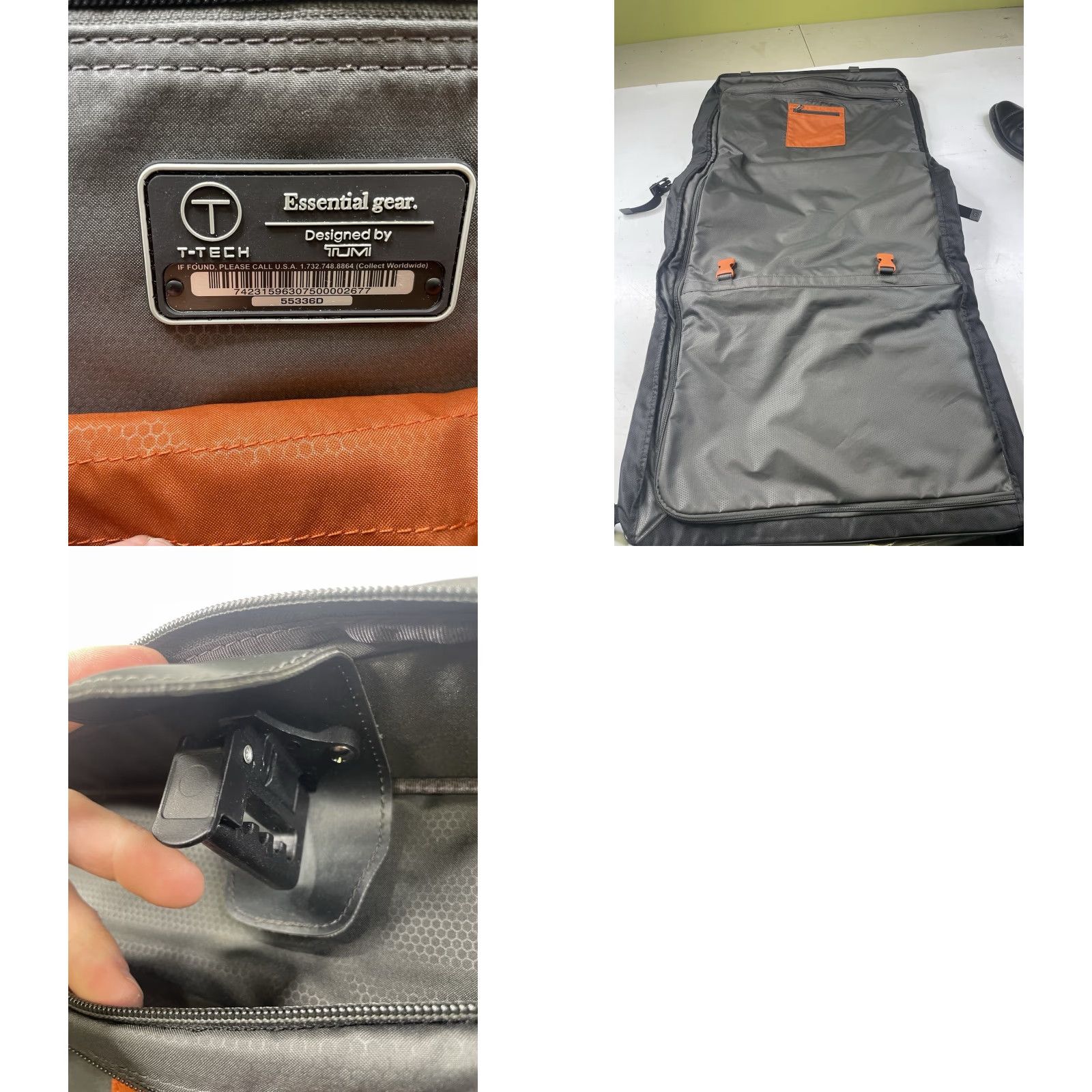 Tumi Tumi T-Tech Garment Bag Large 44in 22in Black Nylon Travel Men 55336D Ballistic Buckle Zip Shoulder Strap Size 42R - 8 Thumbnail