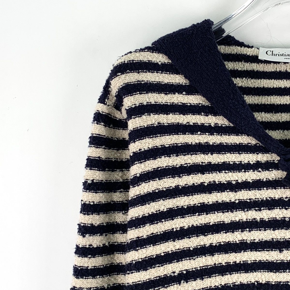 Dior Dior Blue & White Striped Sailor Collar Knit Sweater K26WX Size M / US 6-8 / IT 42-44 - 3 Thumbnail