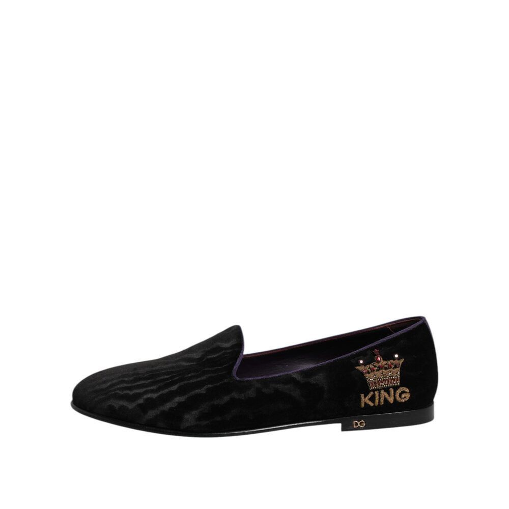 Dolce & Gabbana Dolce & Gabbana Black DG Crown Embroidery Loafers Slip On Sh Size US 9 / EU 42 - 3 Thumbnail