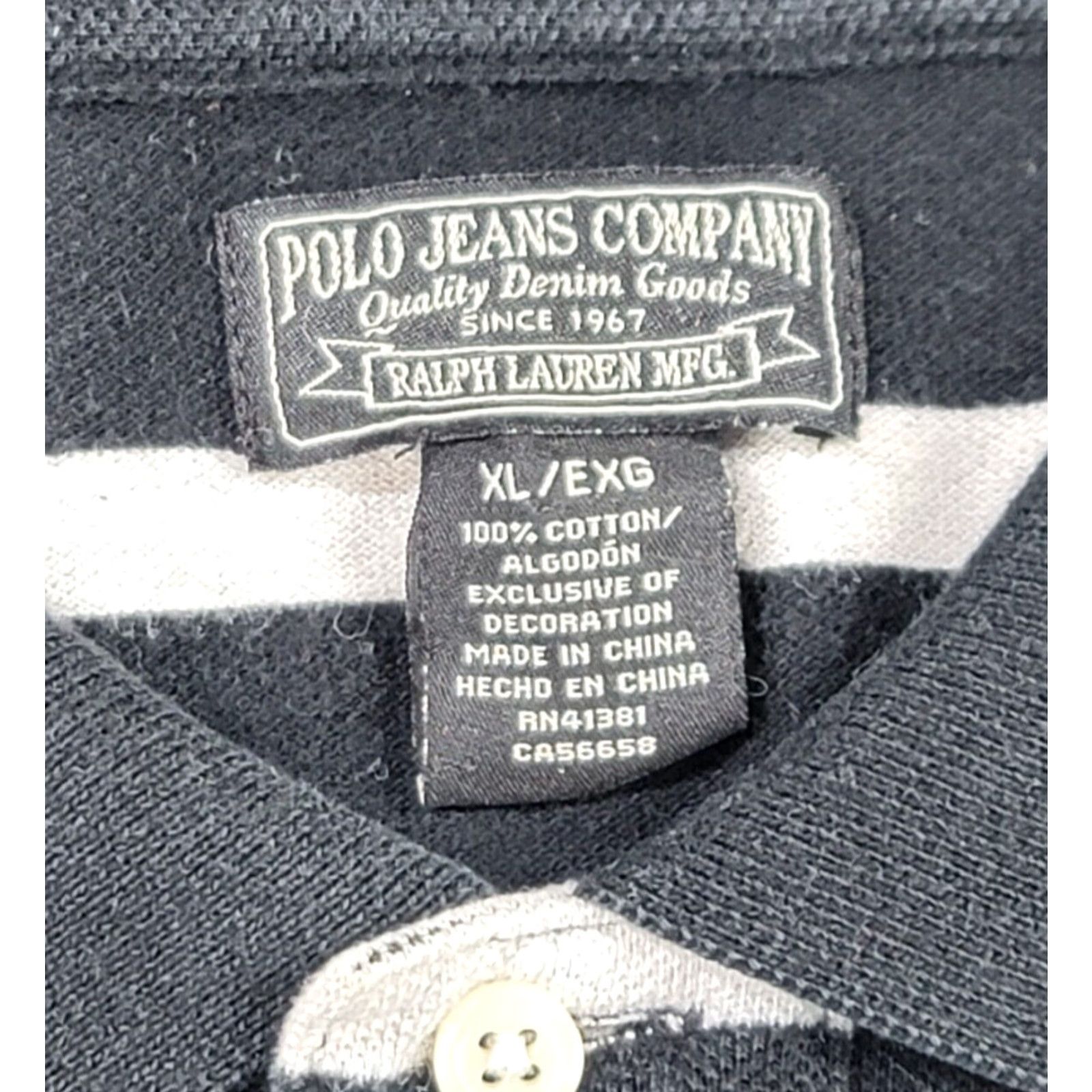 Polo Ralph Lauren Polo Ralph Lauren Polo Shirt Mens XL Black Gray 90s Polo Jeans Company Logo Embroidered Stripe Vintage Shirt Size US XL / EU 56 / 4 - 6 Thumbnail