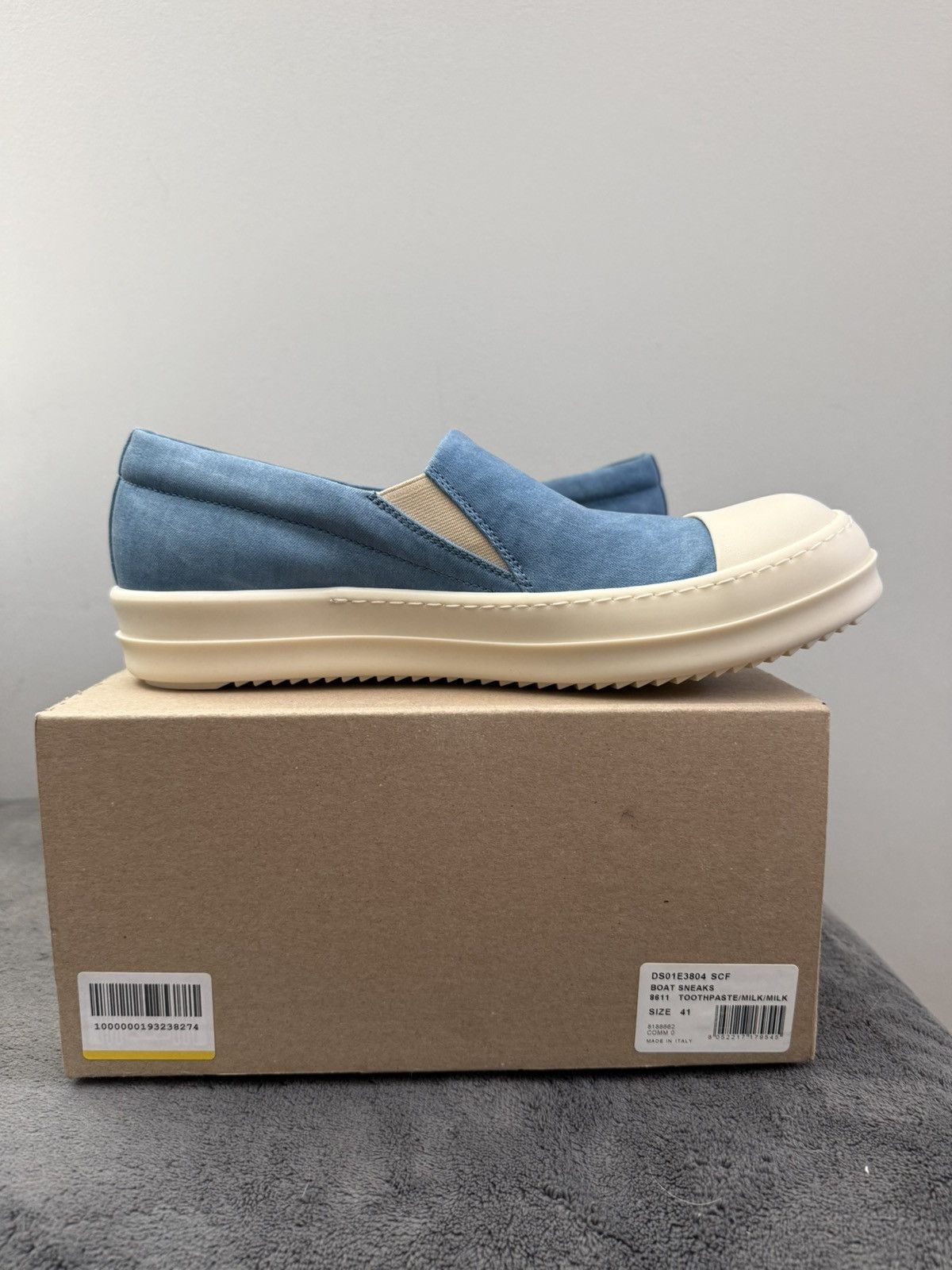 Rick Owens [SAMPLE] SS25 Boat Sneaks Toothpaste Foil Denim Size US 8 / EU 41 - 6 Thumbnail
