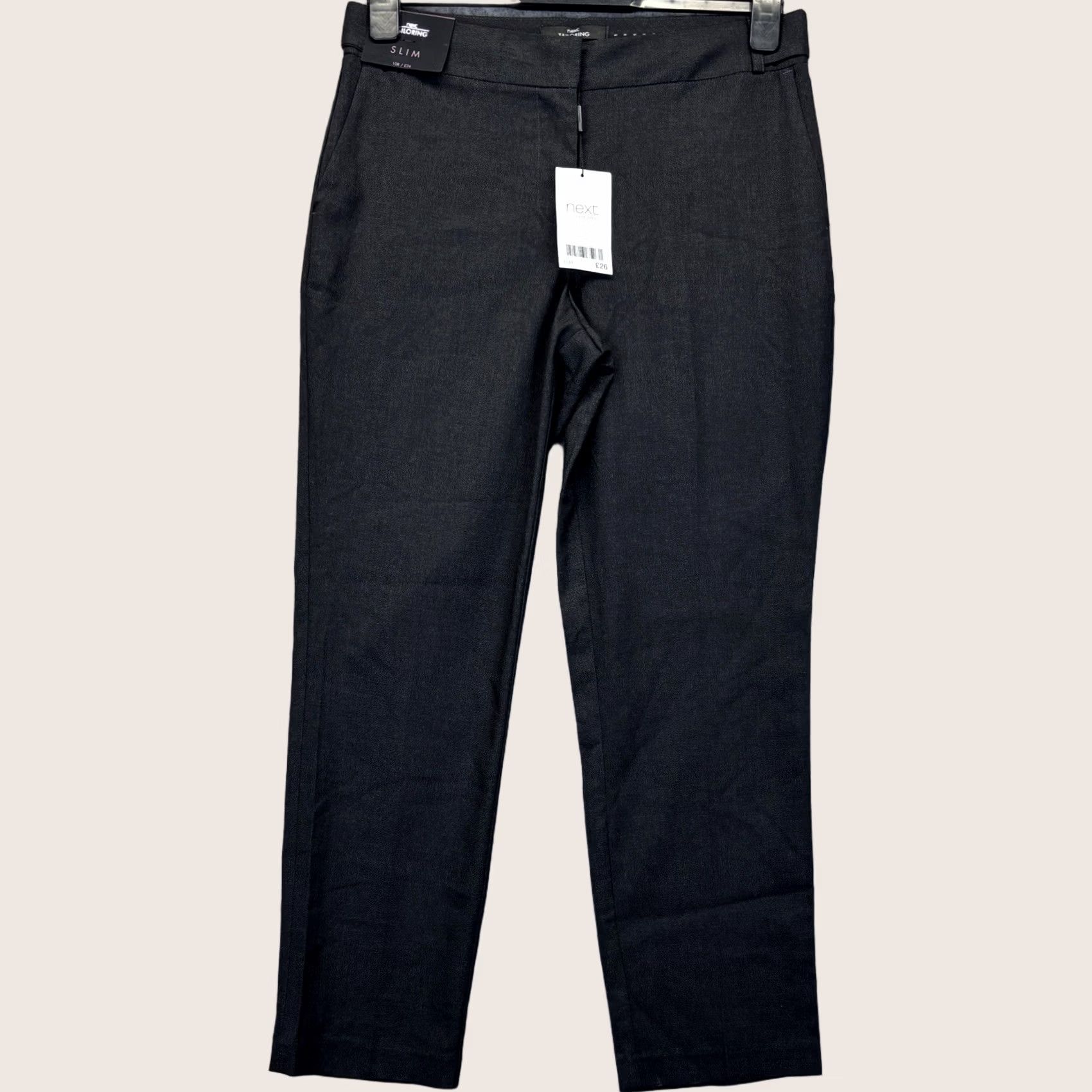 NEXT NEXT Tailoring Trousers Dark Charcoal Women’s 10R Regular Polyester Elastane Viscose Flat Front Modern UK Eur38 Ladies Mens? Size 32" / US 10 / IT 46 - 1 Thumbnail