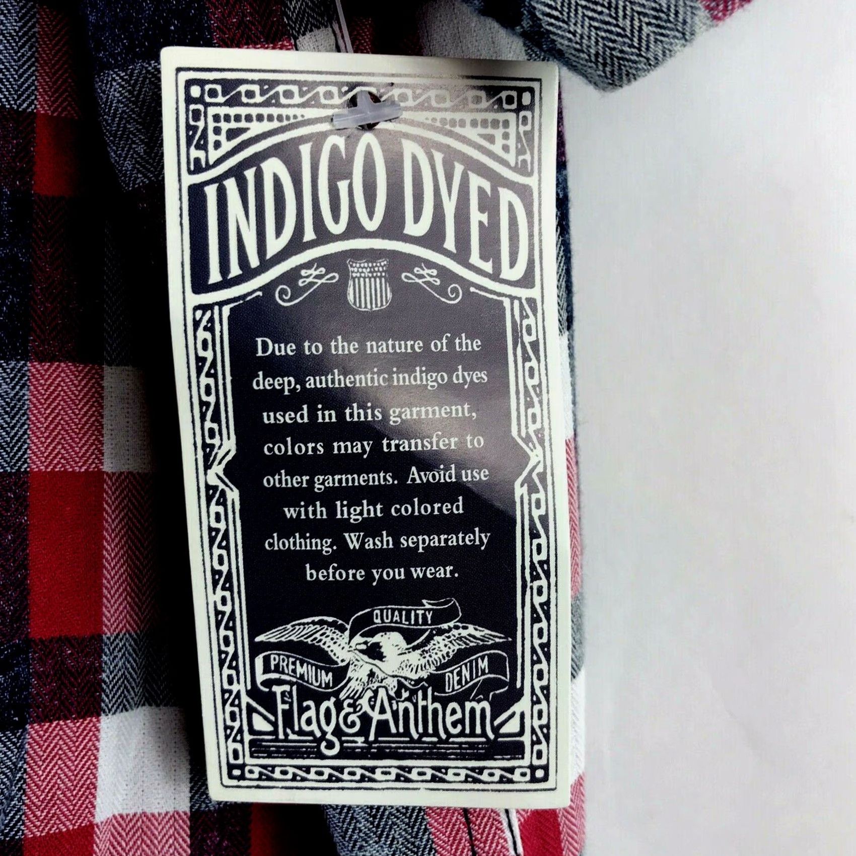Flag & Anthem Flag & Anthem Shirt Mens Medium S/S Western Indigo Plaid Pearl Snap Red Blue Size US M / EU 48-50 / 2 - 3 Thumbnail