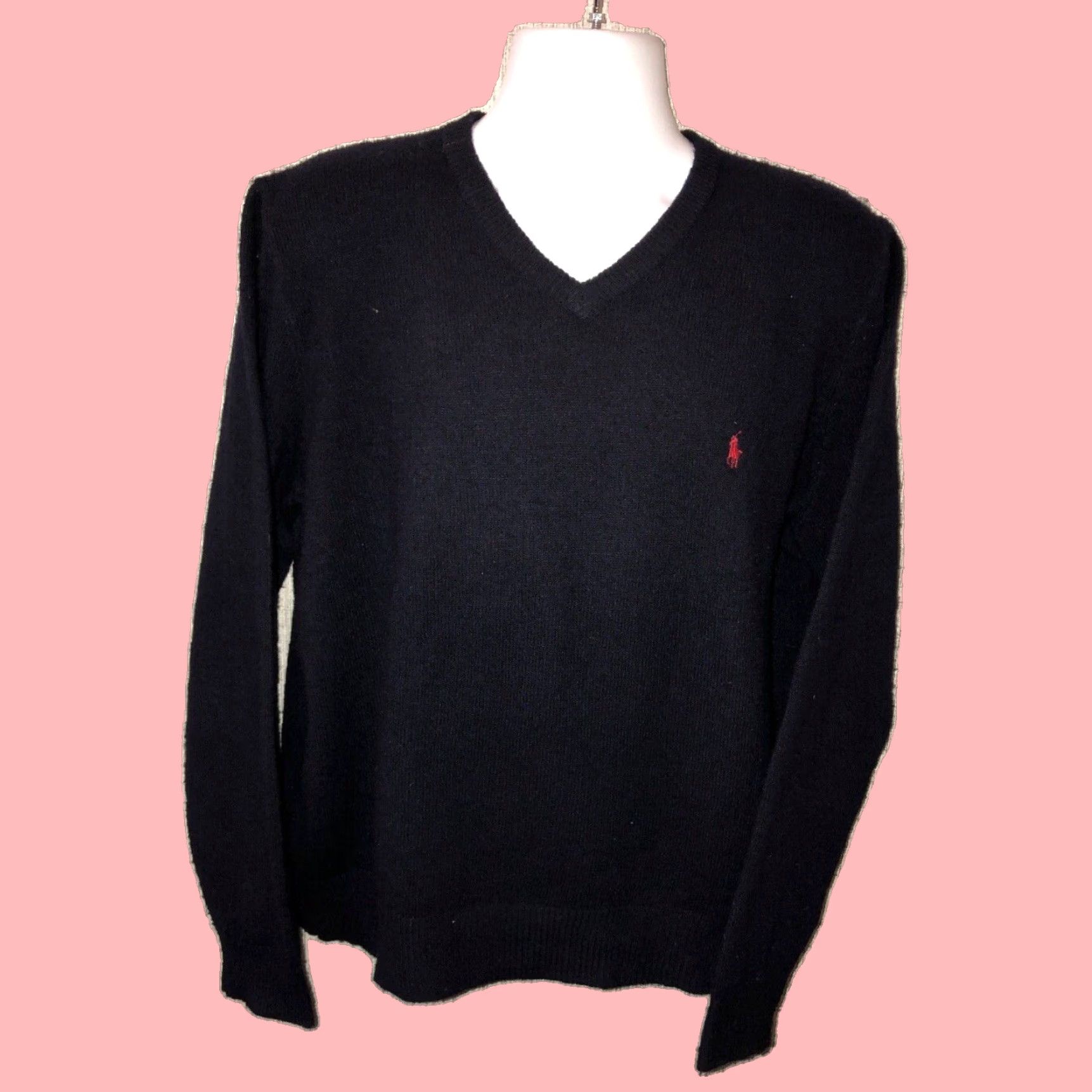 Vintage Polo by Ralph Lauren black vneck sweater. 100% lambswool size offers XL