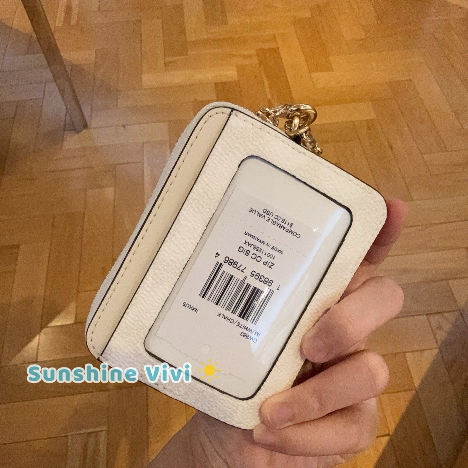 Coach NWT Coach CW883 Zip Card Case Gold/White/Chalk Size ONE SIZE - 4 Thumbnail