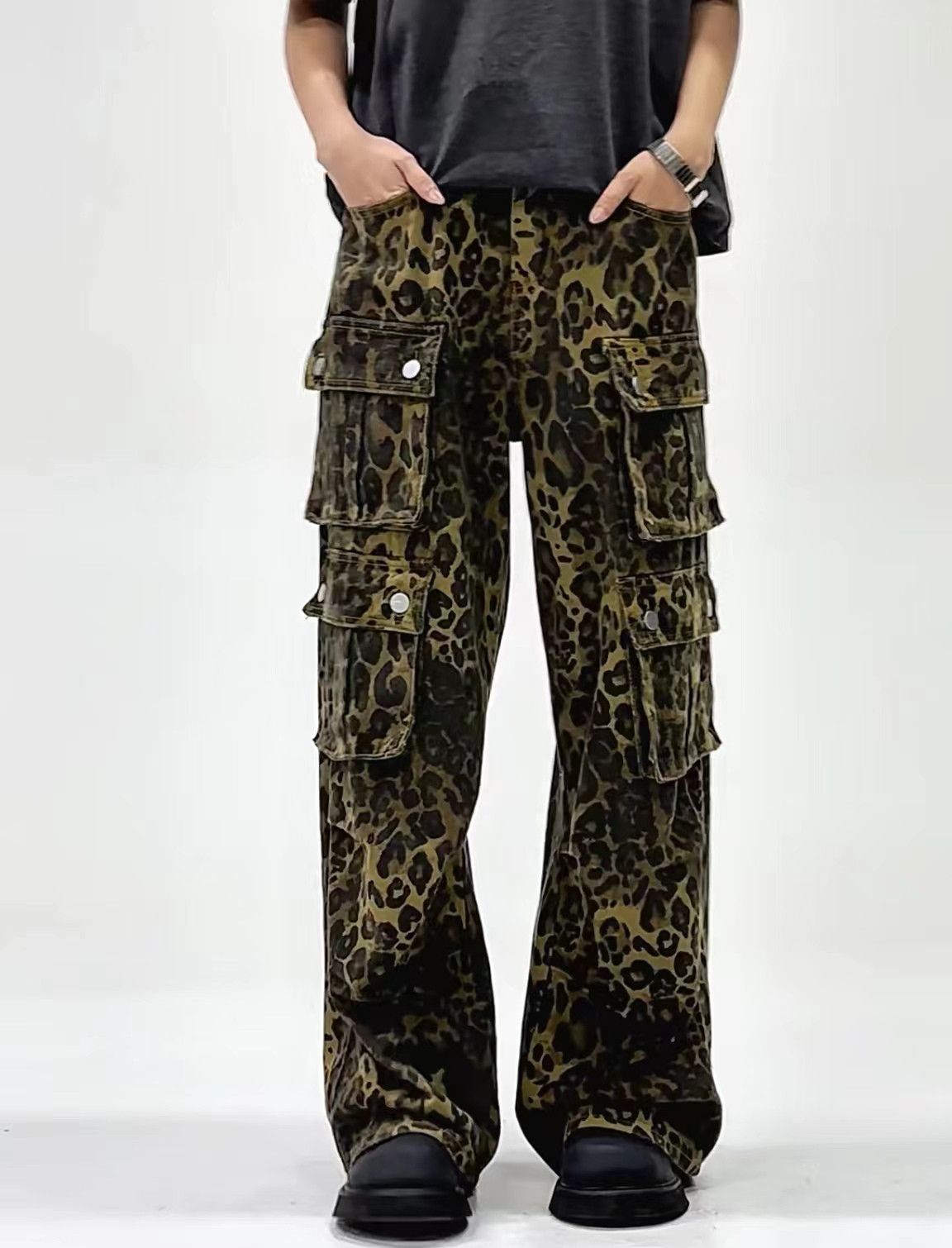 Japanese Brand × Jean Leopard Print Multi-Pocket Vintage Street Workwear Trousers Size US 30 / EU 46 - 3 Thumbnail