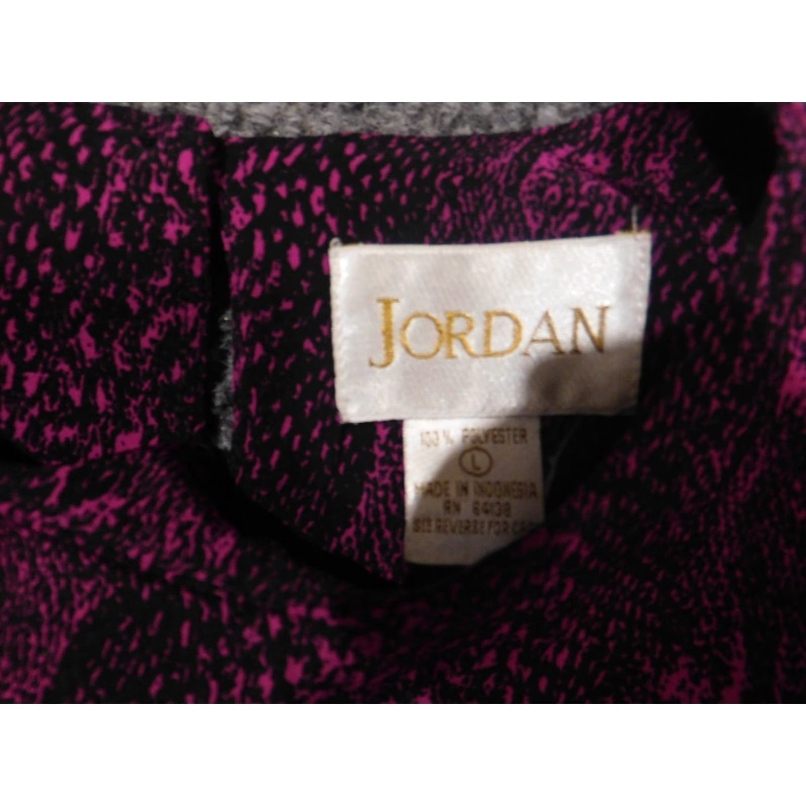 Jordan Brand Jordan Womens Blouse L Purple Stretch Crew Neck Short Sleeve Pullover Casual Polyester Rayon Floral Button Basic Size L / US 10 / IT 46 - 5 Thumbnail