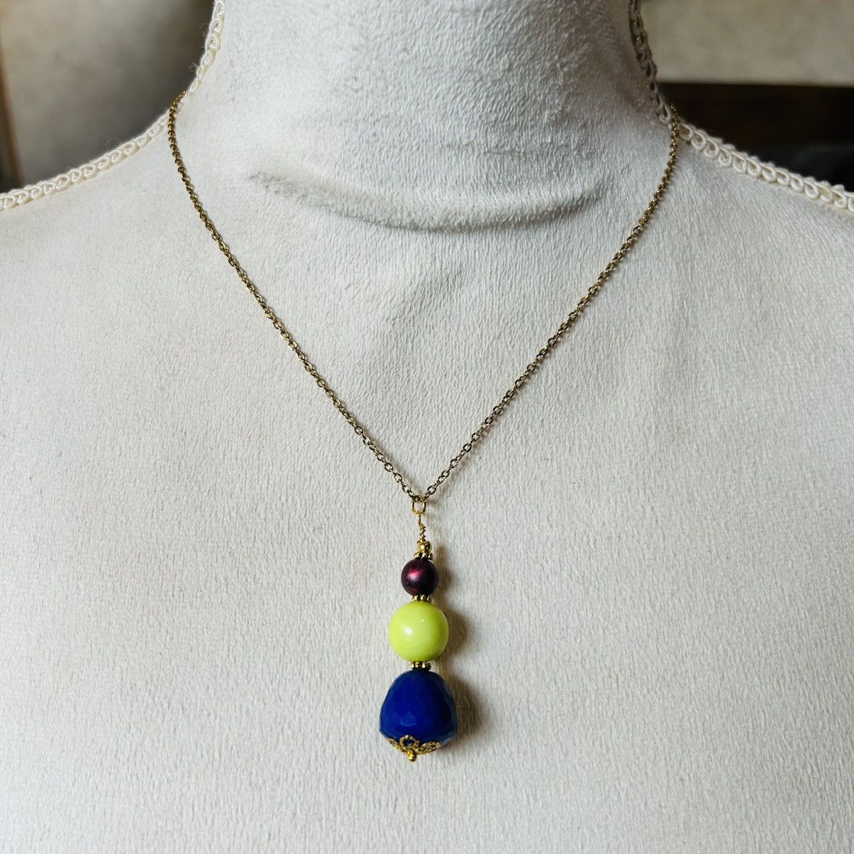 Handmade Handcrafted vintage bead drop pendant on chain necklace Size ONE SIZE - 3 Thumbnail