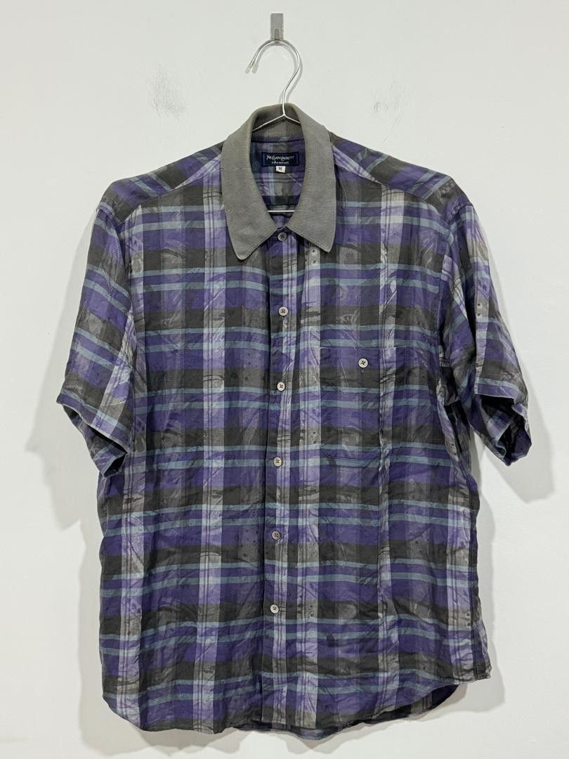 Yves Saint Laurent Vintage 80s Yves Saint Laurent Chemises Checkered Shirt Size US M / EU 48-50 / 2 - 1 Thumbnail