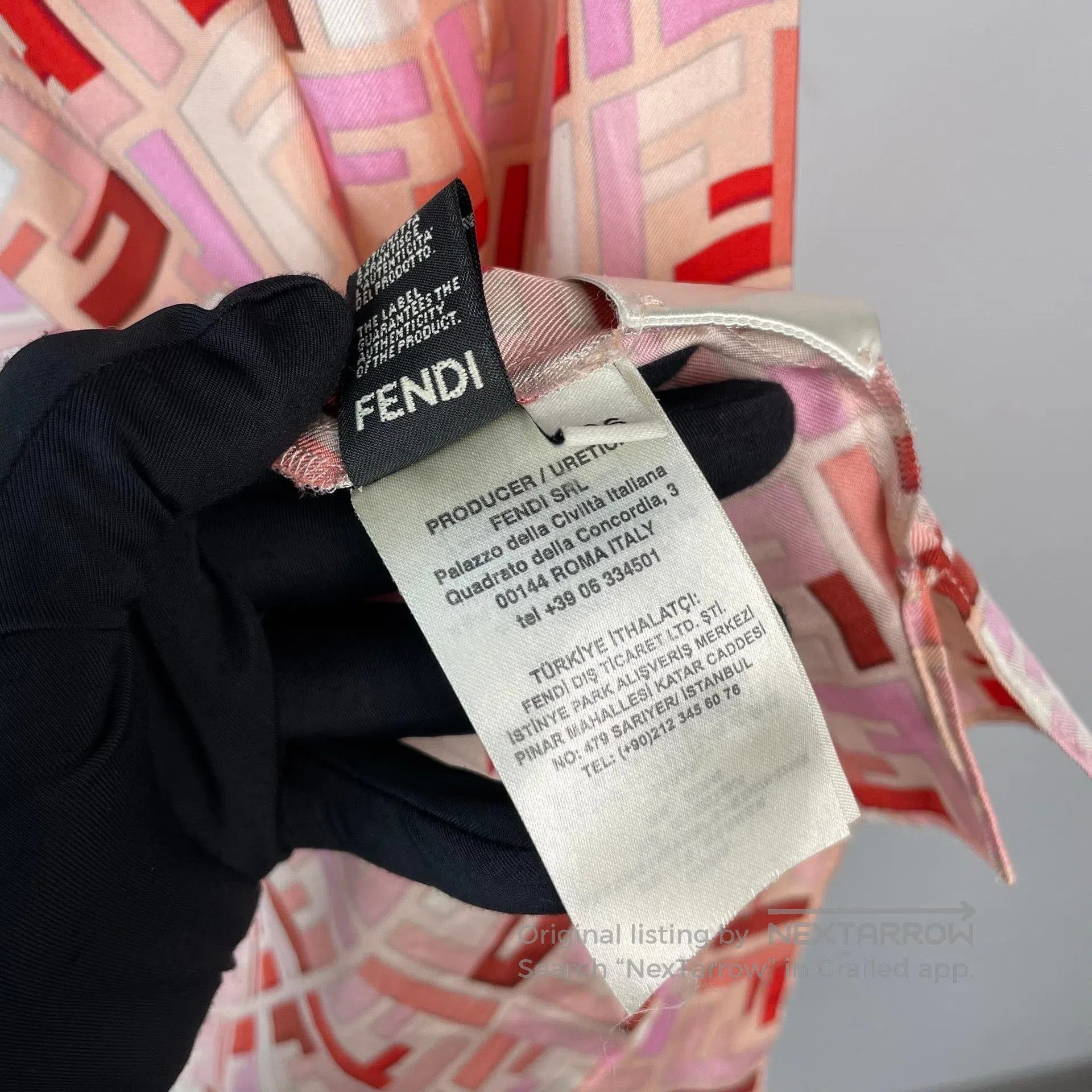 Fendi FENDI Pink Full Print Logo Silk Shirt Jacket| Size XS / US 0-2 / IT 36-38 - 7 Thumbnail