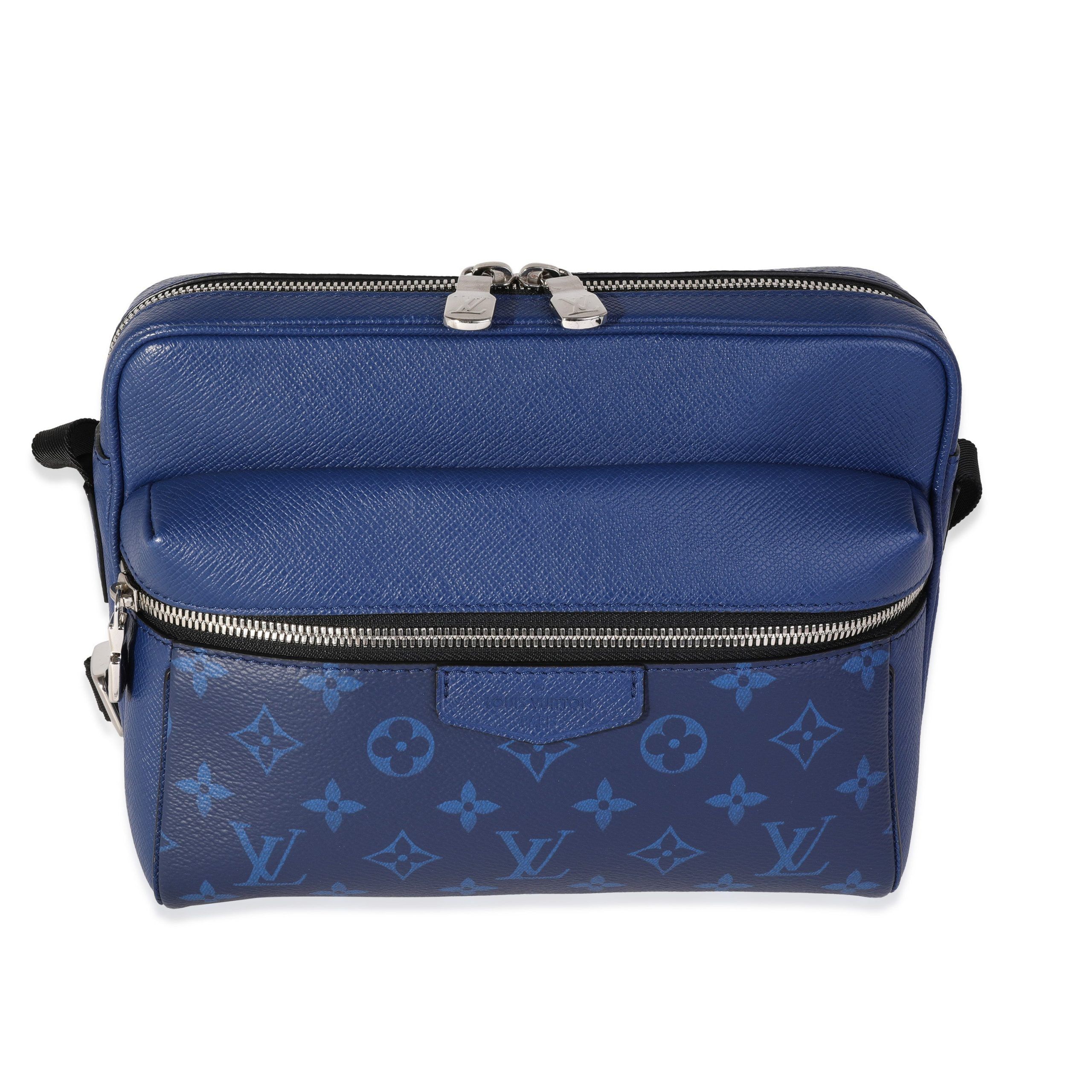 image of Louis Vuitton Cobalt Monogram Canvas & Taiga Outdoor Messenger in Blue, Women's