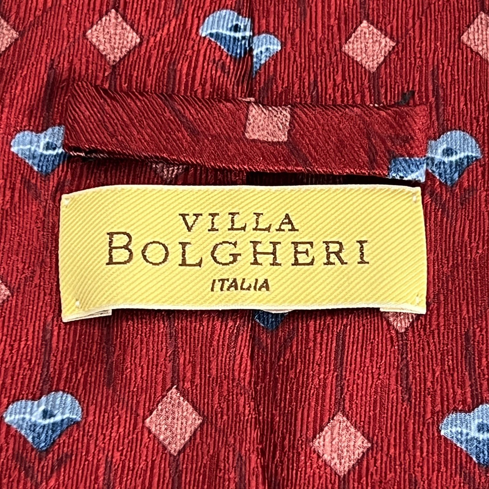 Other Villa Bolgheri Men Italy Made Tie Red Blue 100% Silk Necktie Size ONE SIZE - 3 Thumbnail