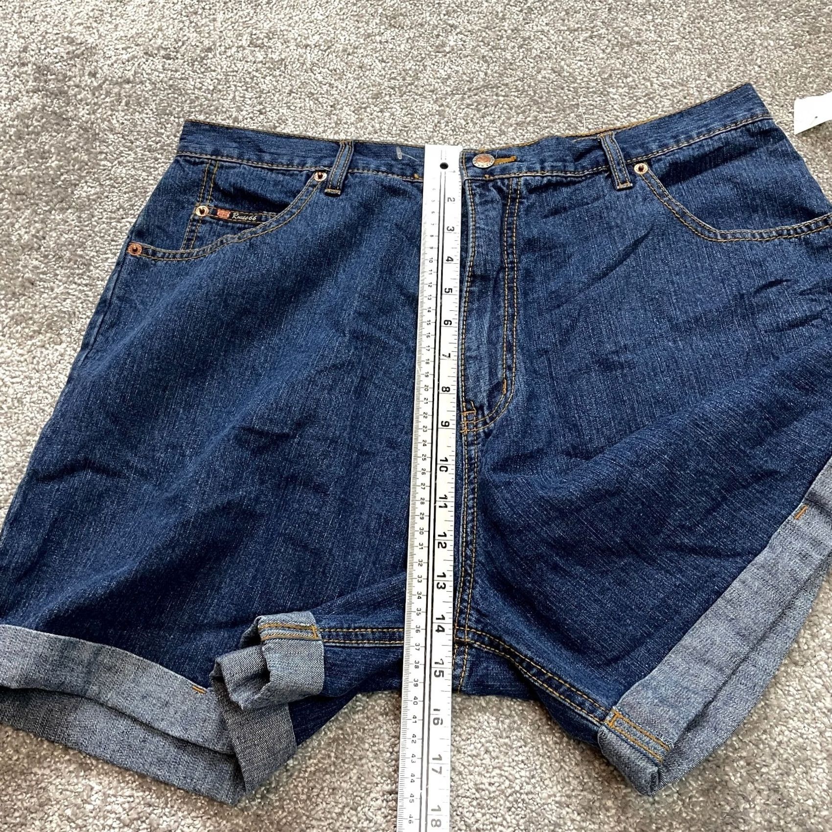 Route 66 Route 66 Bermuda Jean Shorts Womens 17 / 18 Blue Denim Dark Wash Rolled Leg NWT - Activewear Size 40" / US 18 - 3 Thumbnail