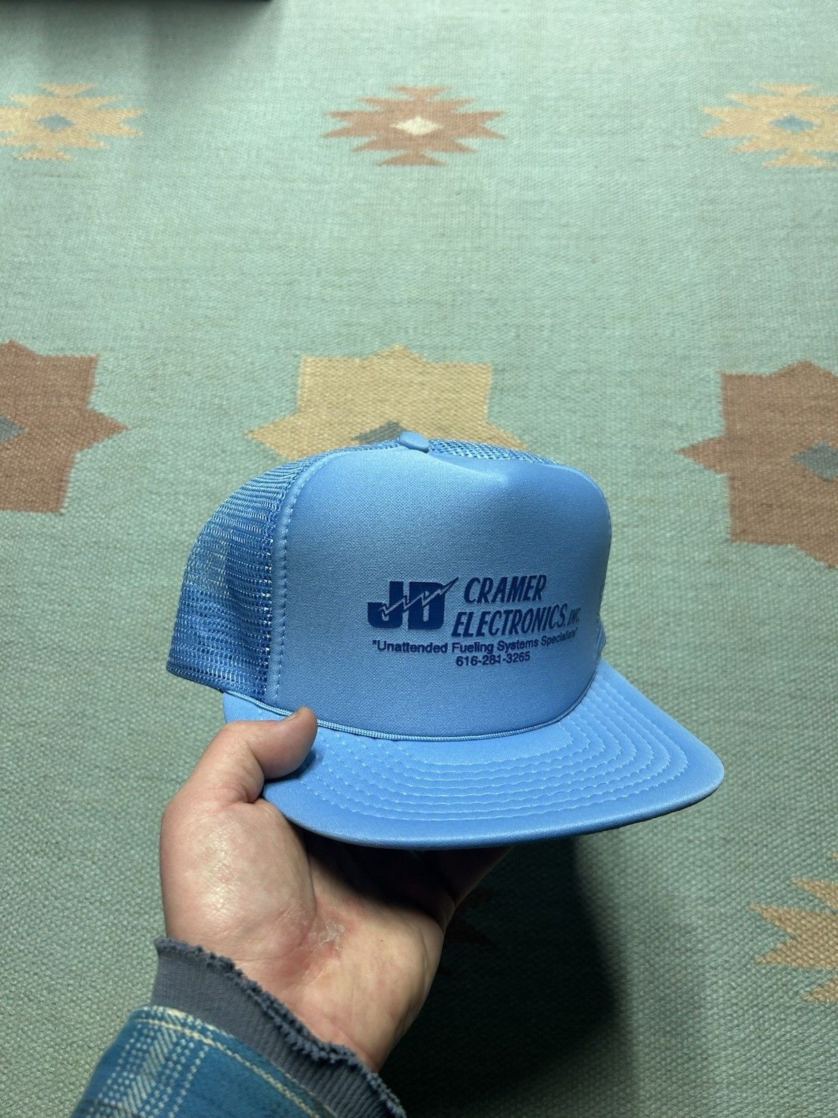 Vintage Vintage trucker hat JD Cramer Electronics fuel blue snap Size ONE SIZE - 1 Thumbnail