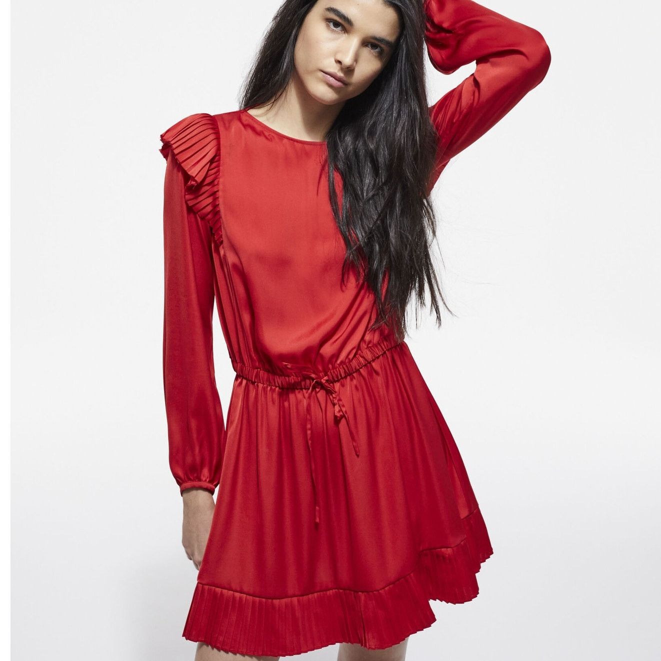 The Kooples “Short red dress” pleated ruffle mini dress M