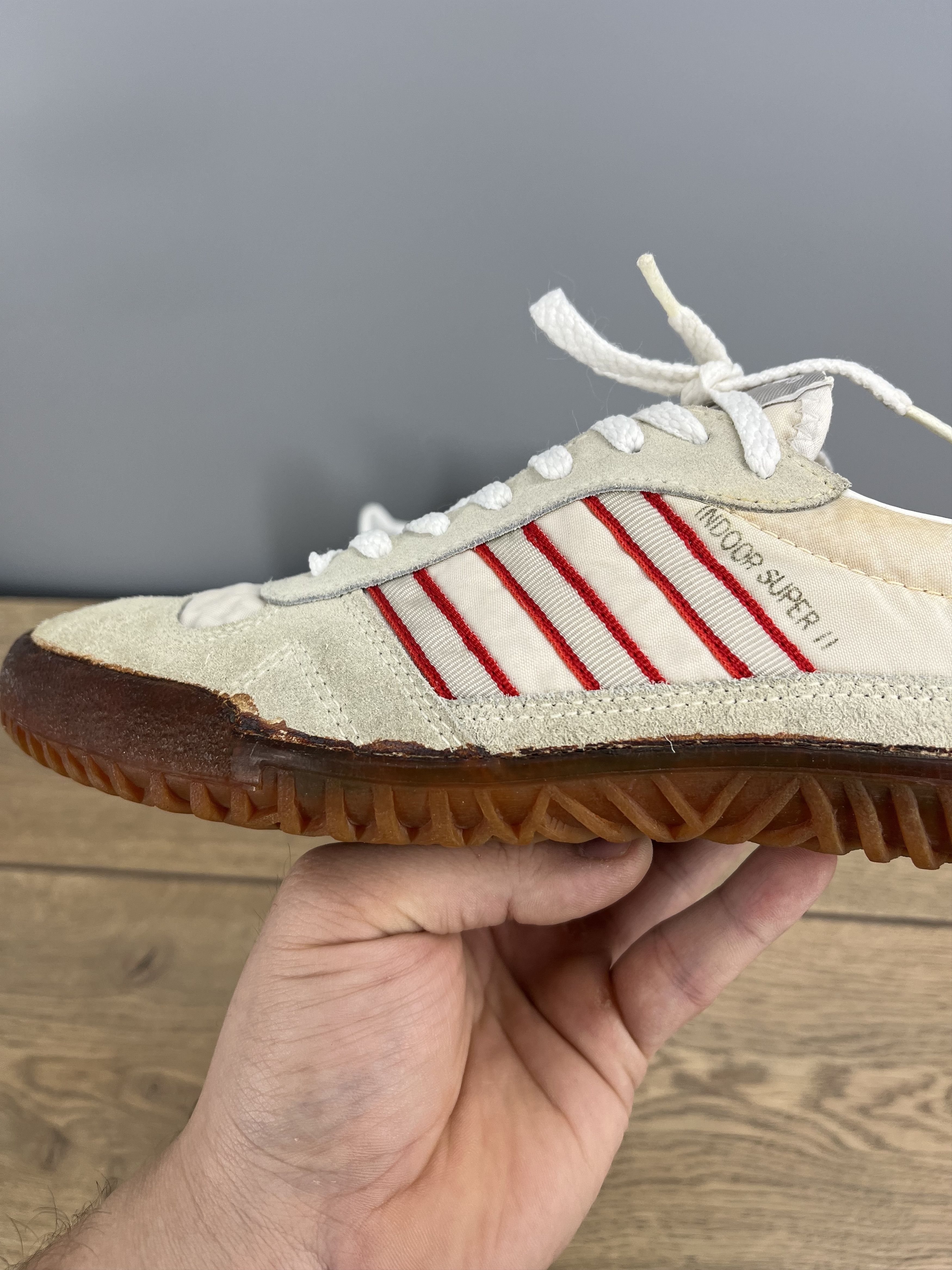 Adidas adidas Indoor Super II Vintage Suede Sneakers Cream Red Size US 7 / IT 37 - 3 Thumbnail