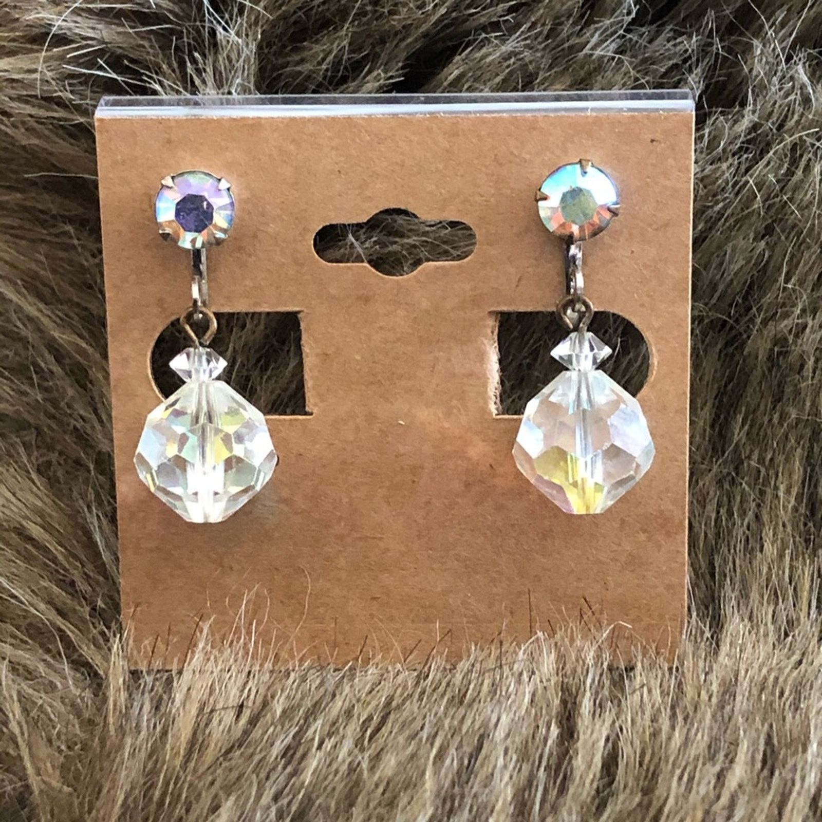 Vintage Vintage 50s aurora borealis crystal clip earrings Size ONE SIZE - 1 Thumbnail